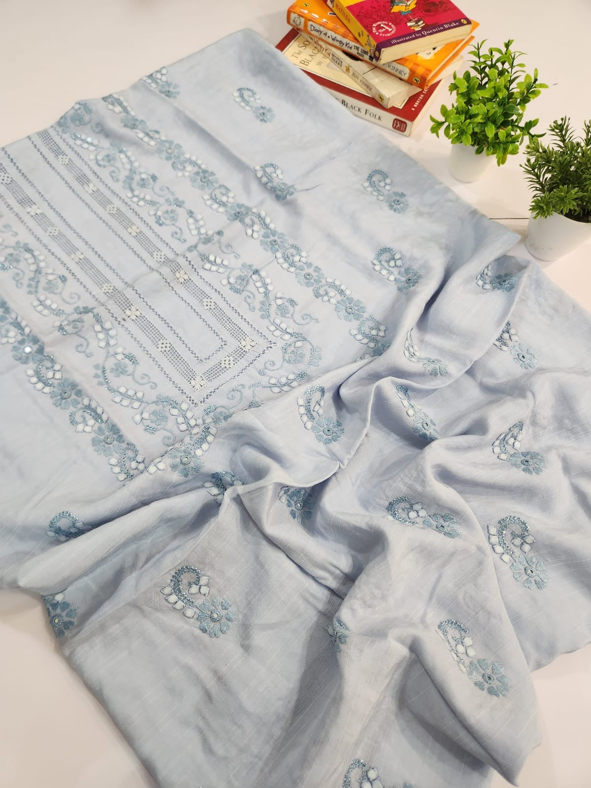 Premium Raw silk patti work 3pc (advance payment)