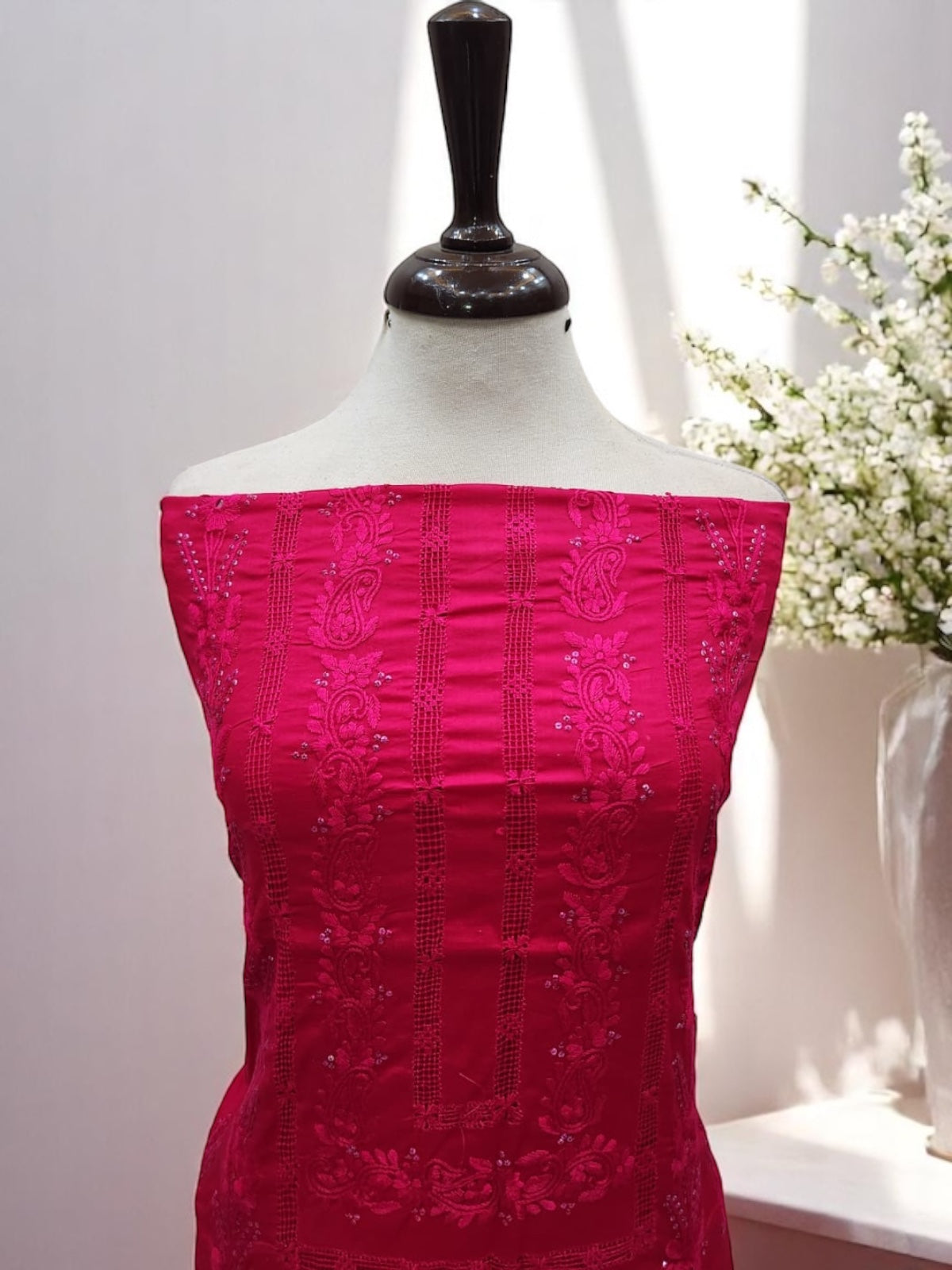 Horpink adda work with tarkashi and mirror lawn shirt
