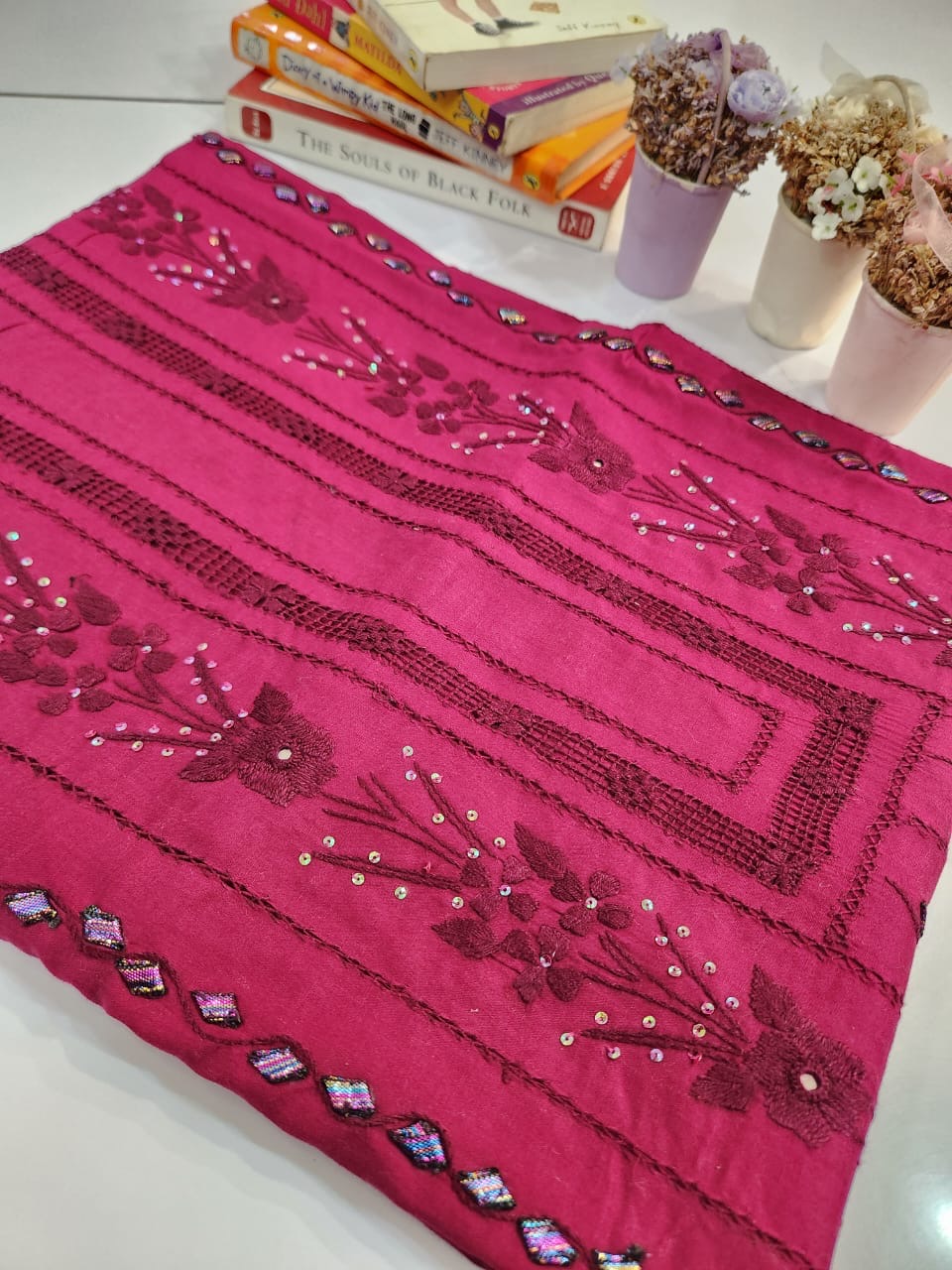 Tarkashi with gota patti lawn hand embroidered shirt