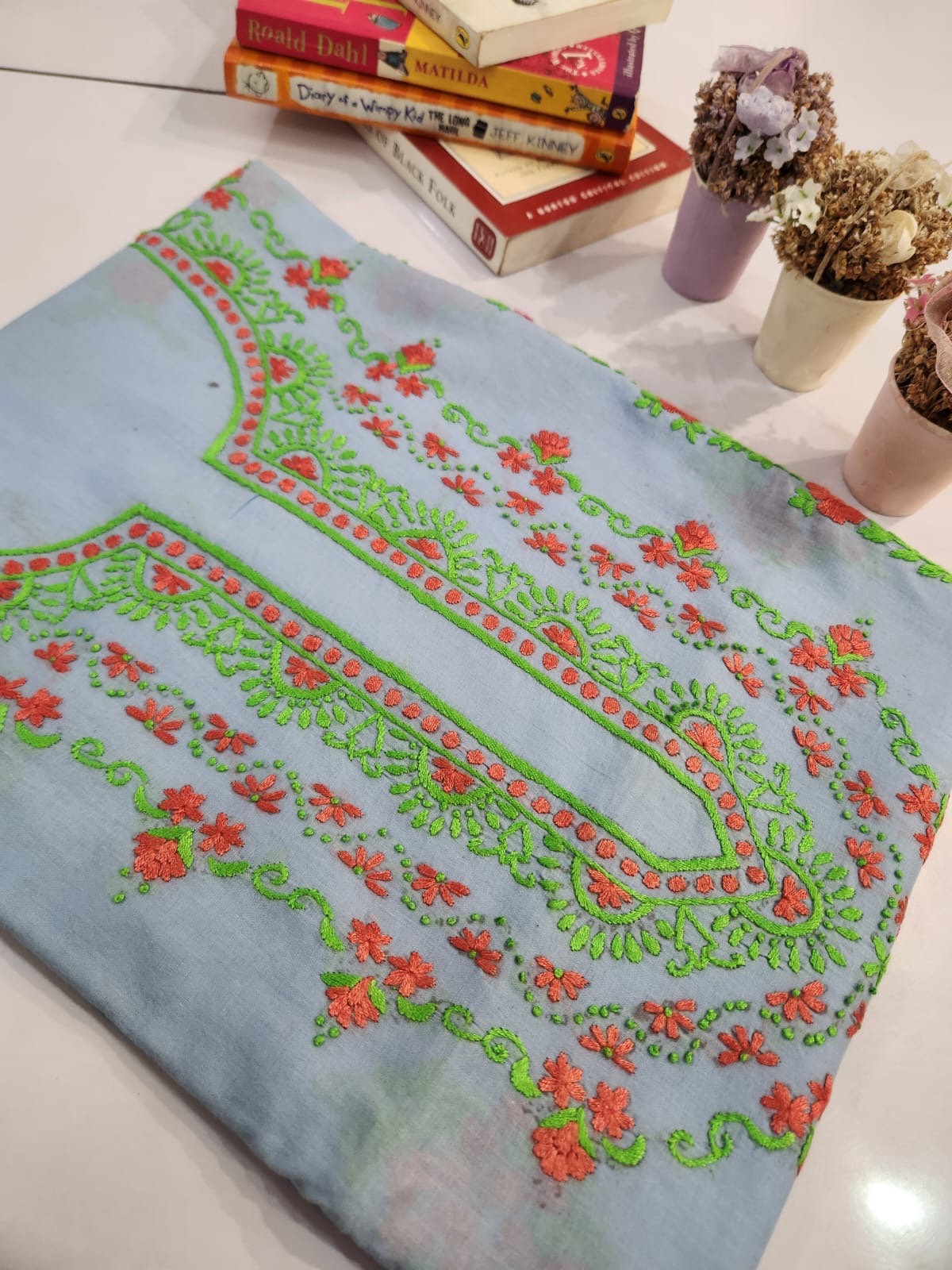Lawn hand embroidered shirt