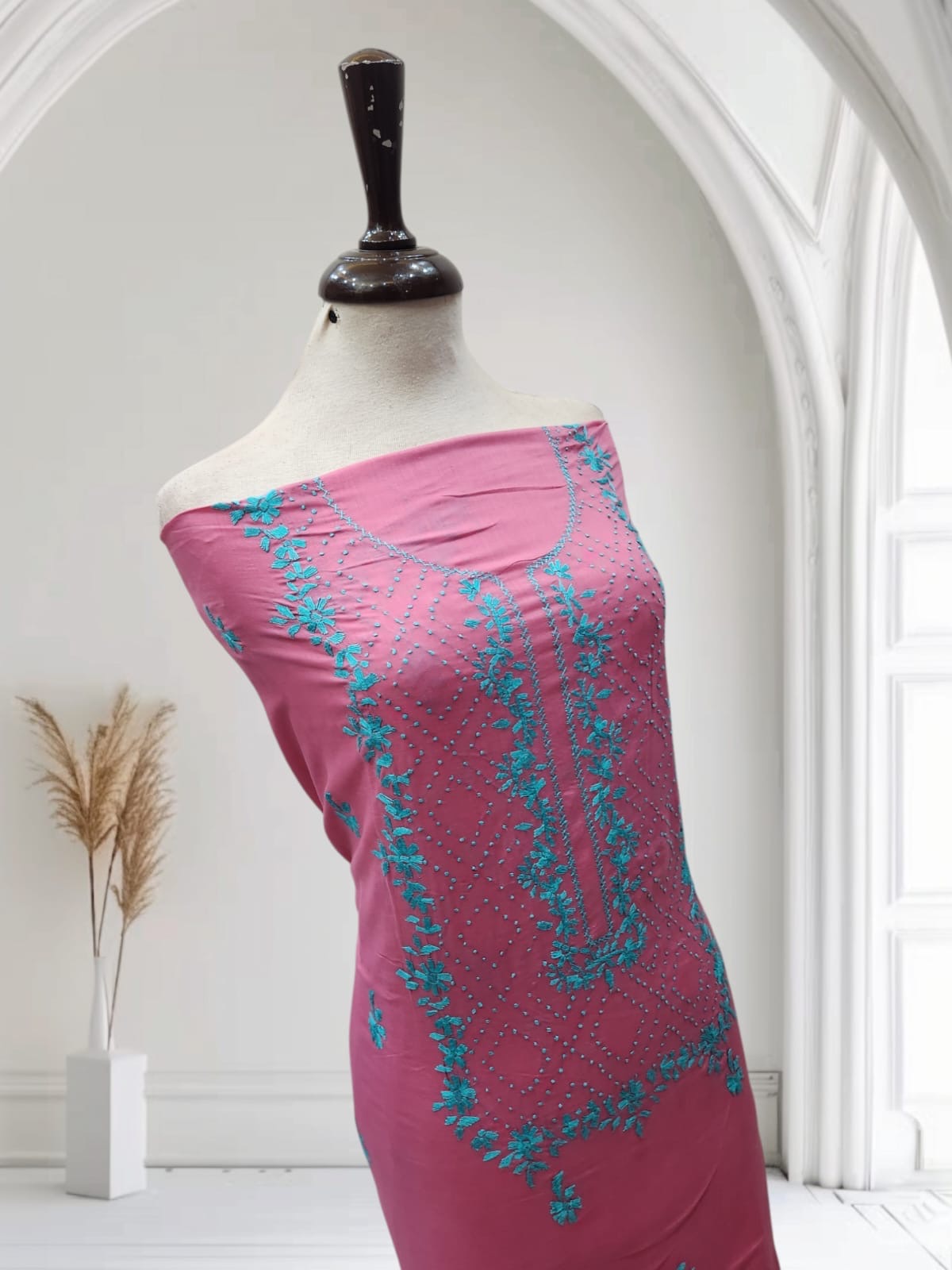 French knots lawn hand embroidered shirt