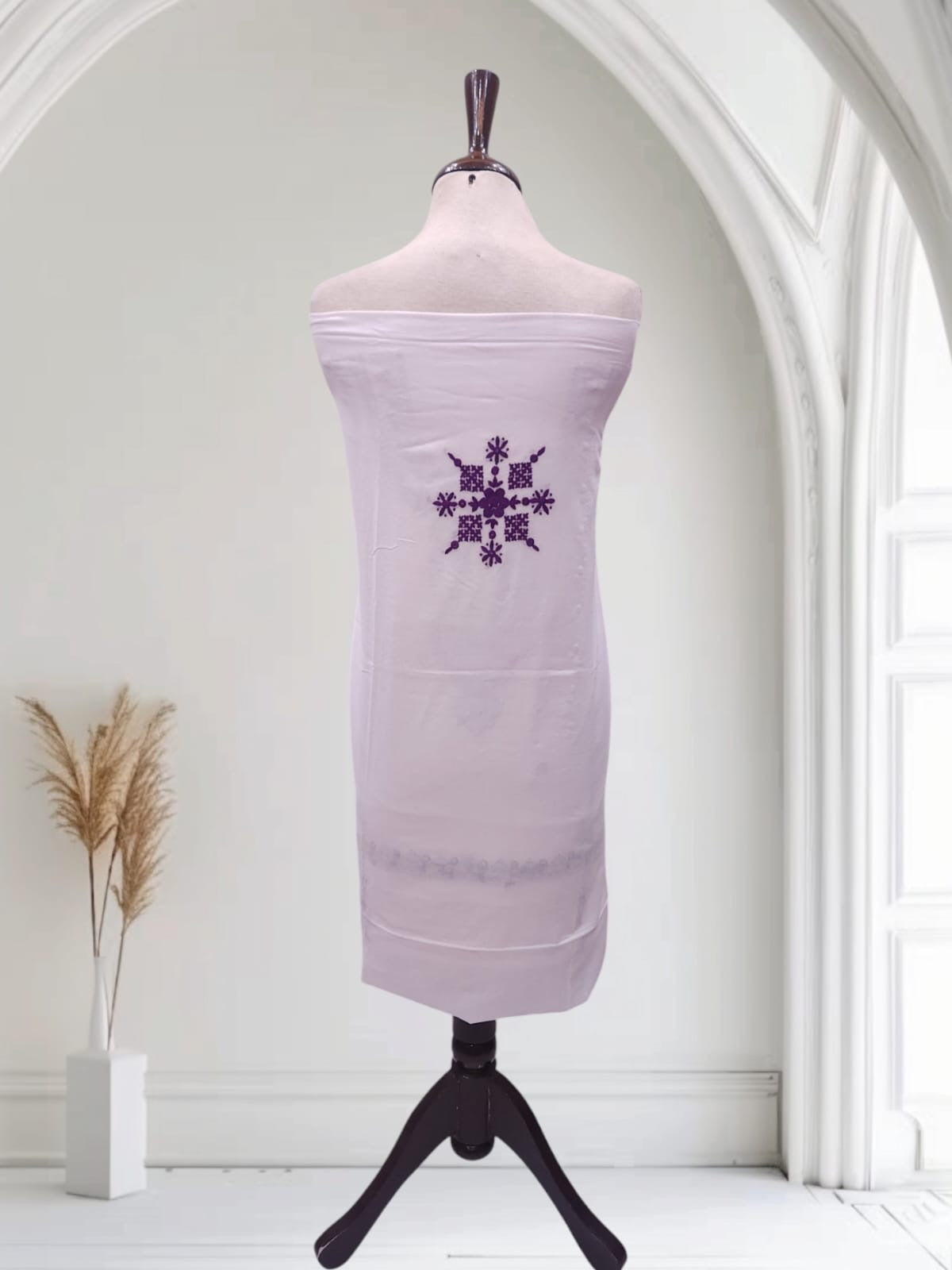 Milky White Sindhi Embroidered lawn 2pc