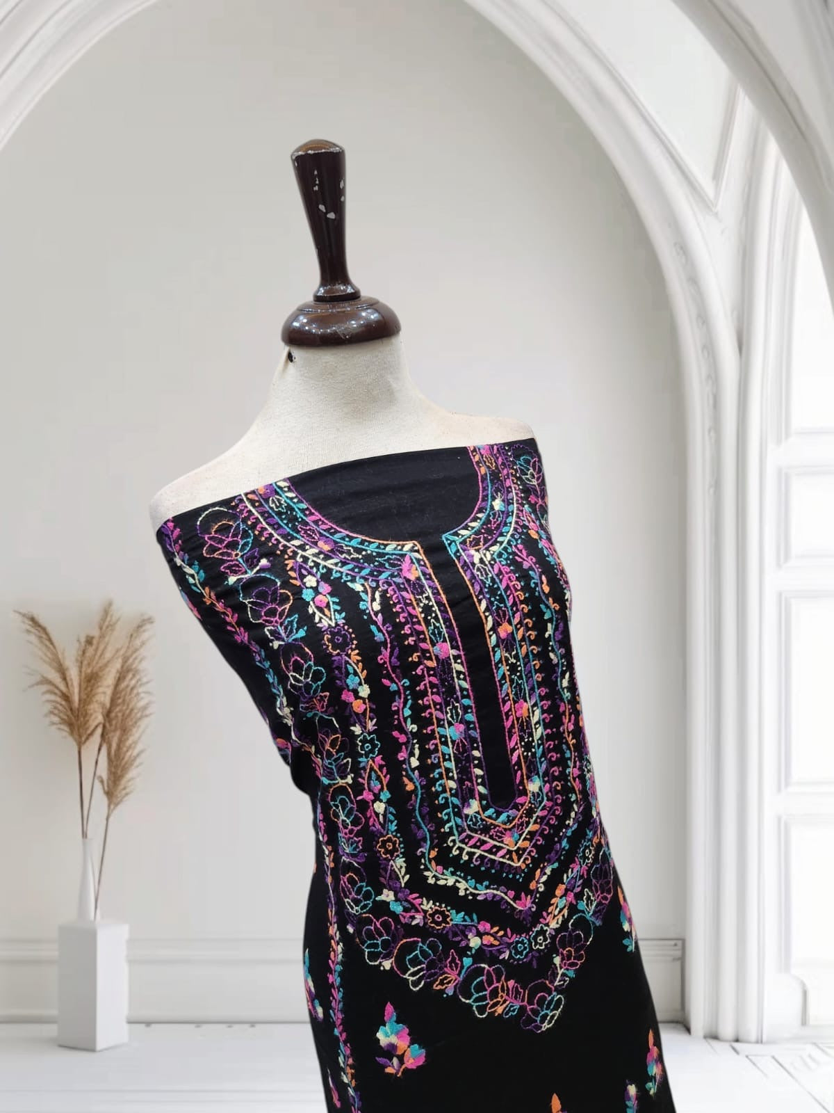 Kantha with pakka tanka lawn hand embroidered shirt