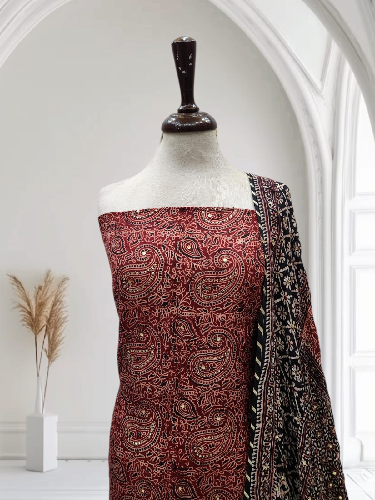 Raw silk with medium silk with Mukesh 3pc