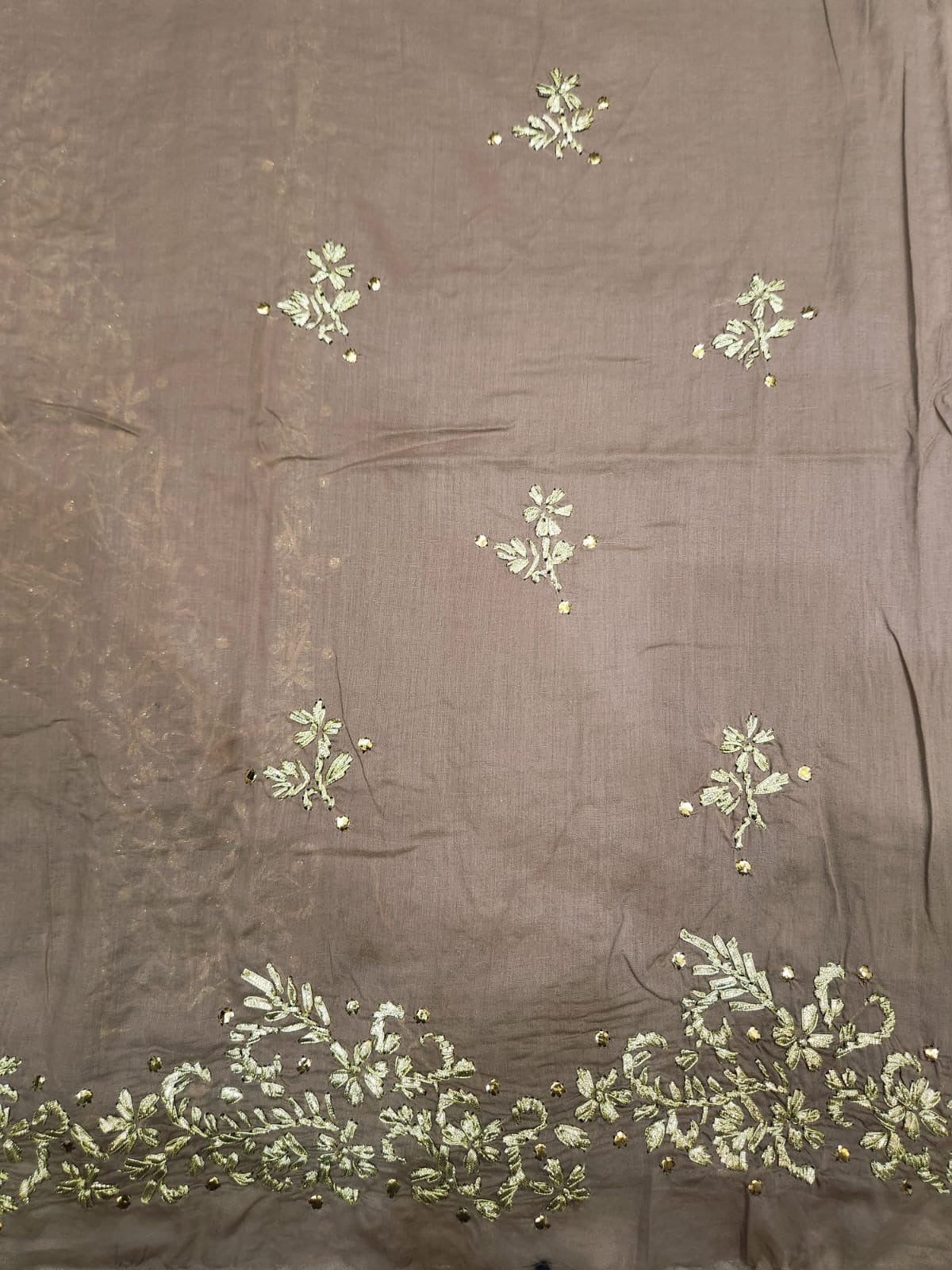 Pure Lawn Dull Mud shade Gota with Mukesh 2pc Sale