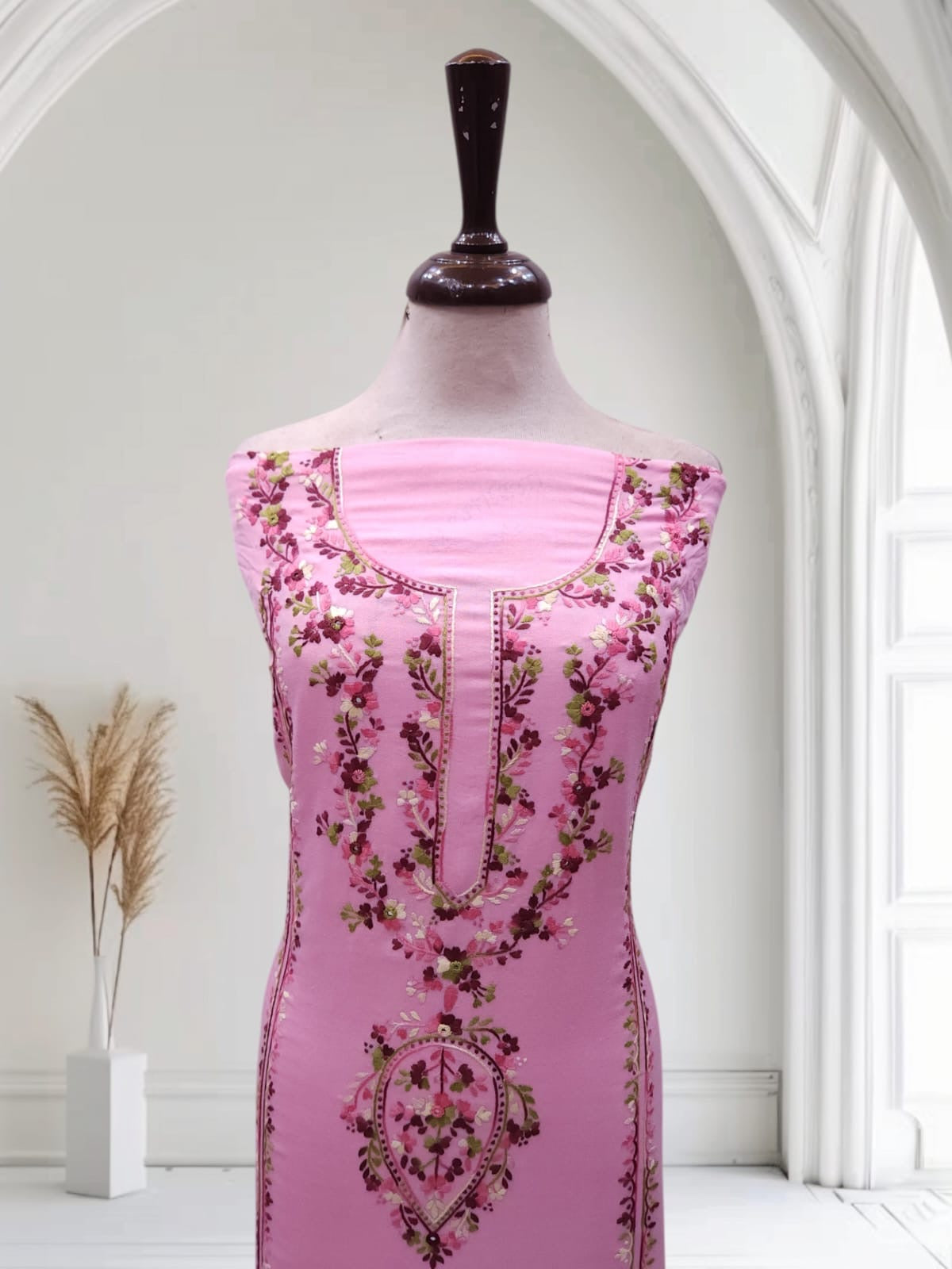 2pc Marina Candy Pink tarkashi with embroidery