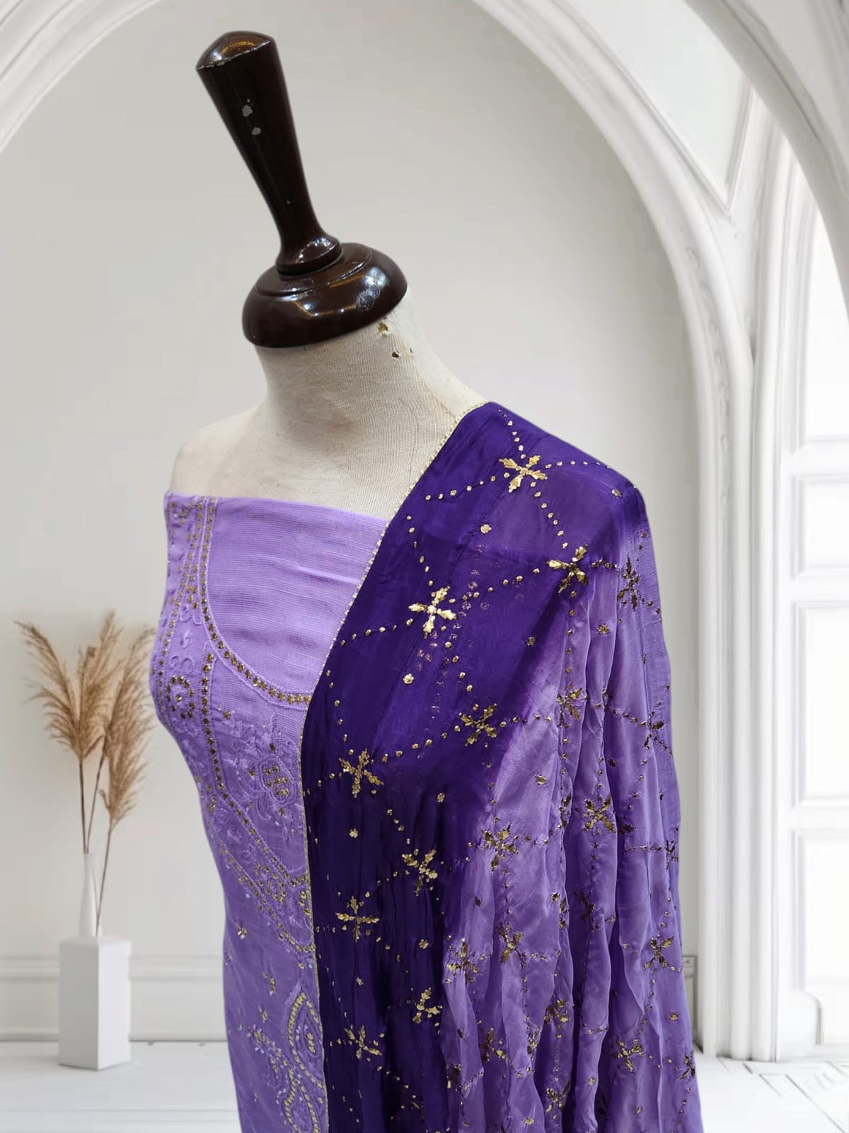 Mauve with Plump Raw Mukesh Raw Silk