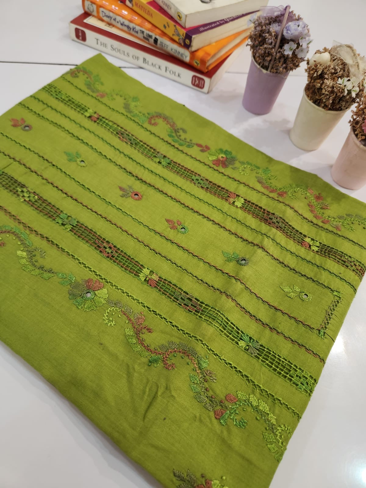 Tarkashi rare shade lawn hand embroidered shirt