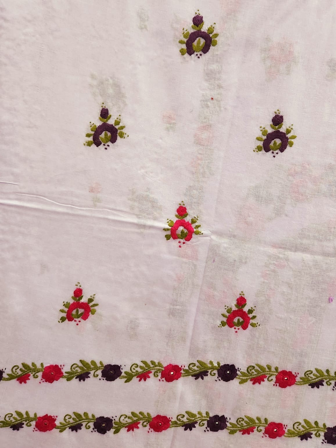 White kaccha tanka lawn hand embroidered shirt