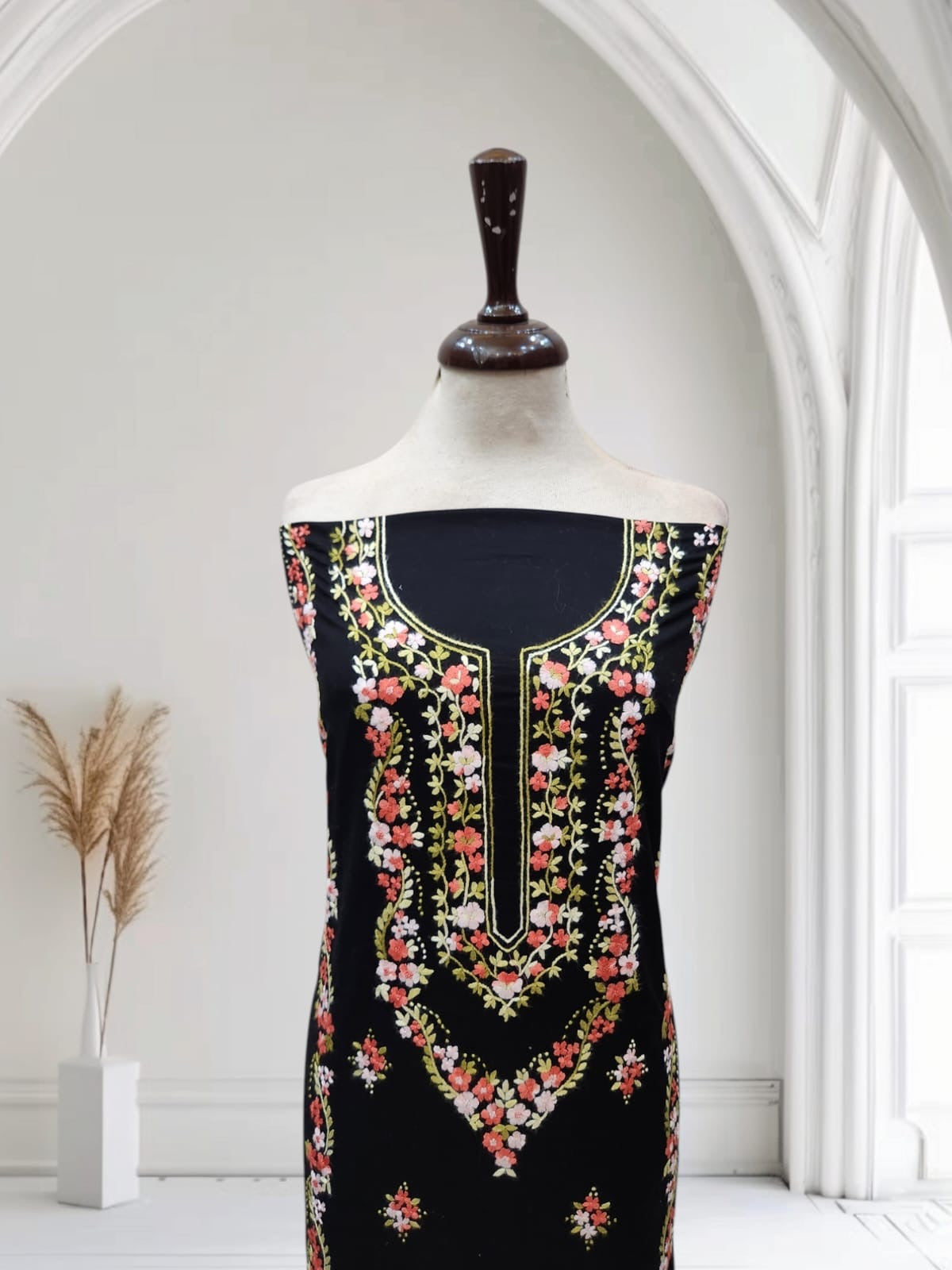 Black lawn hand embroidered shirt