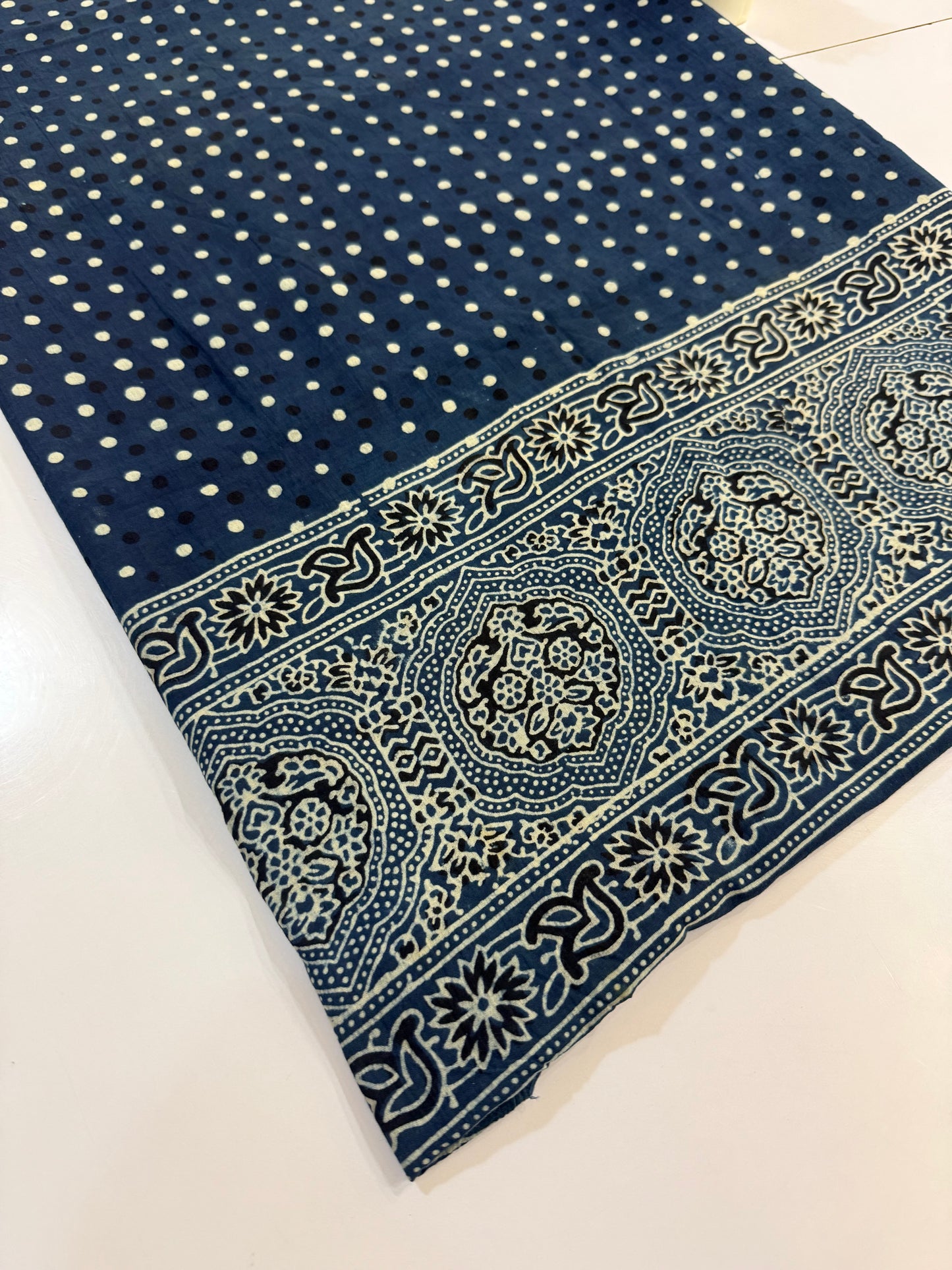 Indigo polka dots lawn organic dyed shirt