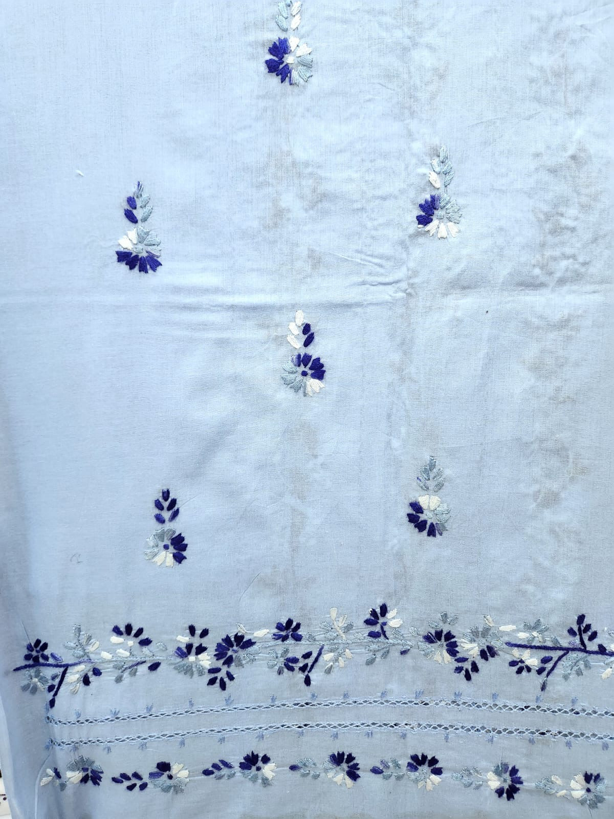 Ice blue shade lawn Tarkashi shirt