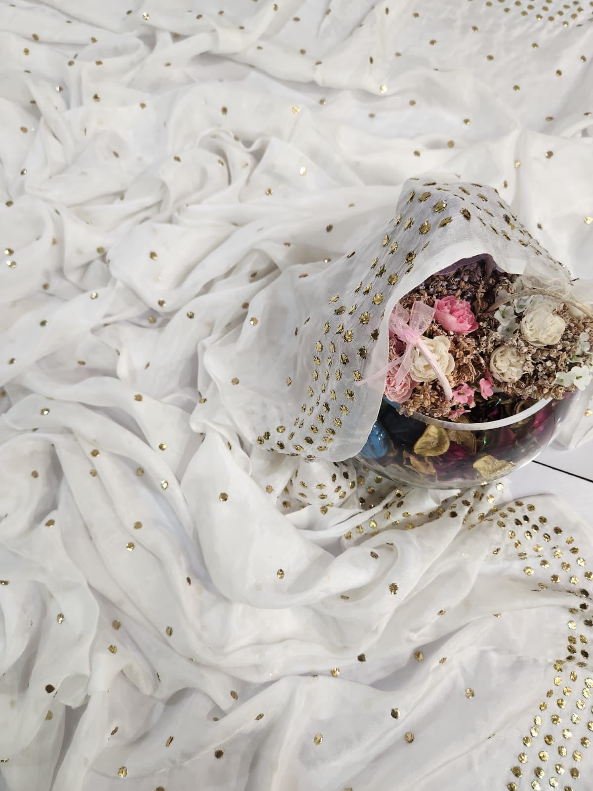 Golden Button mukesh Pure Medium Silk Supatta