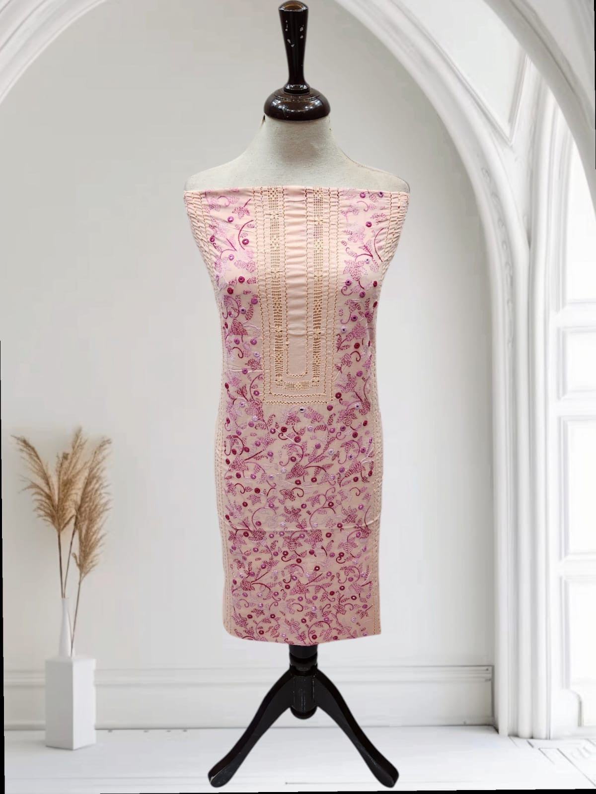 Tarkashi Kanthakari with mirror lawn hand embroidered shirt