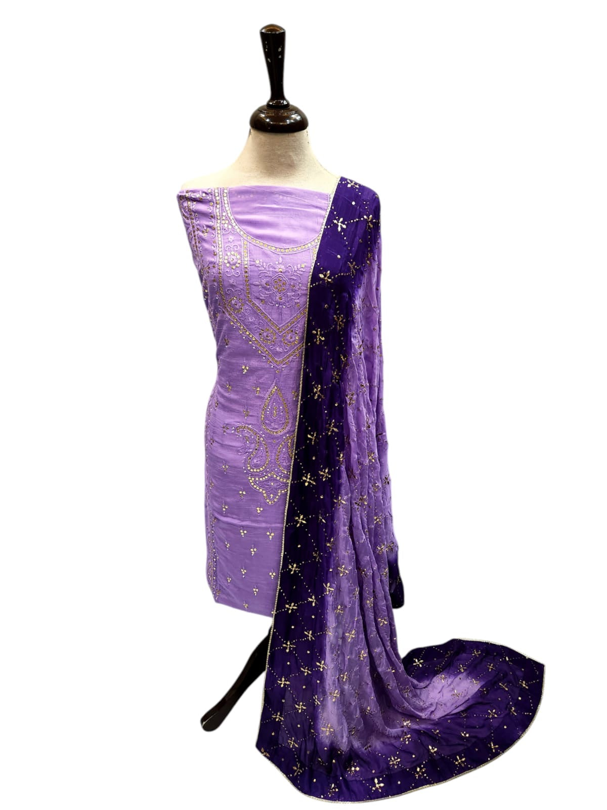 Mauve with Plump Raw Mukesh Raw Silk