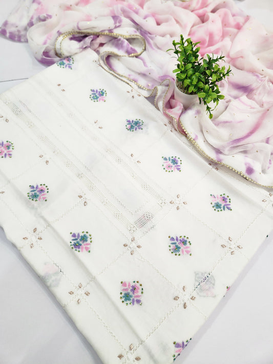 Premium Raw Silk tarkashi 3pc advance payment