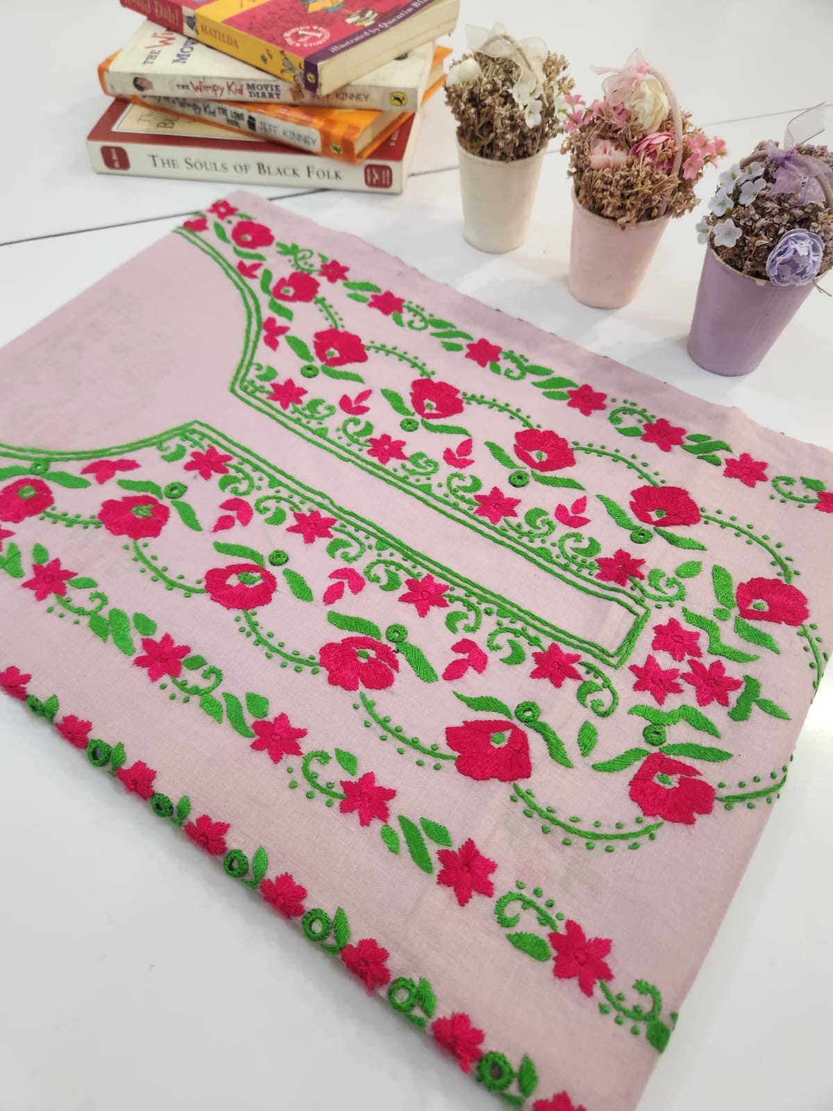 Budget friendly lawn hand embroidered shirt