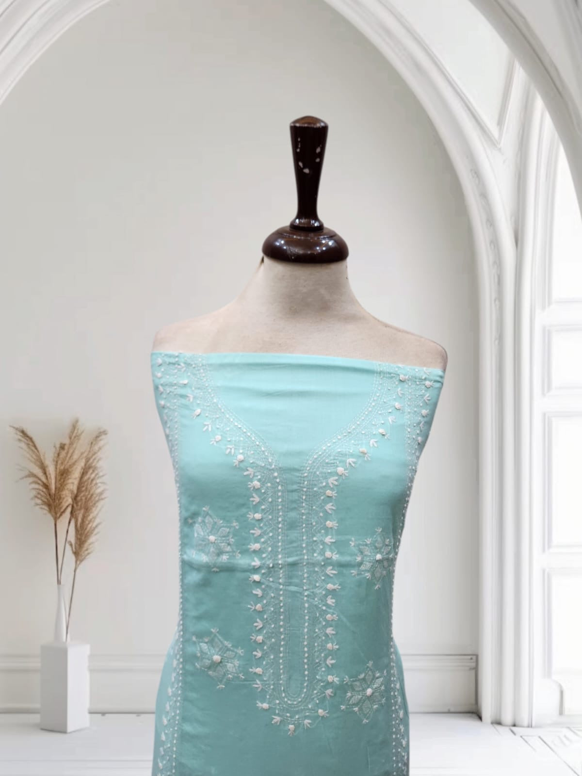 Kanthakari with bor work lawn hand embroidered shirt
