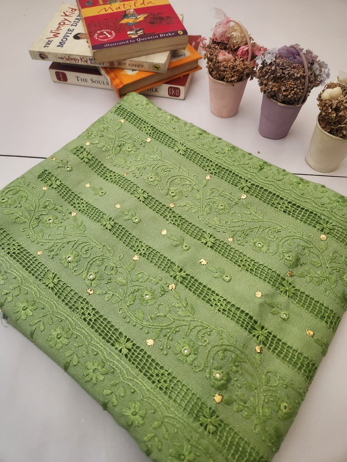 Linen Tarkashi with Mukesh shirt trouser