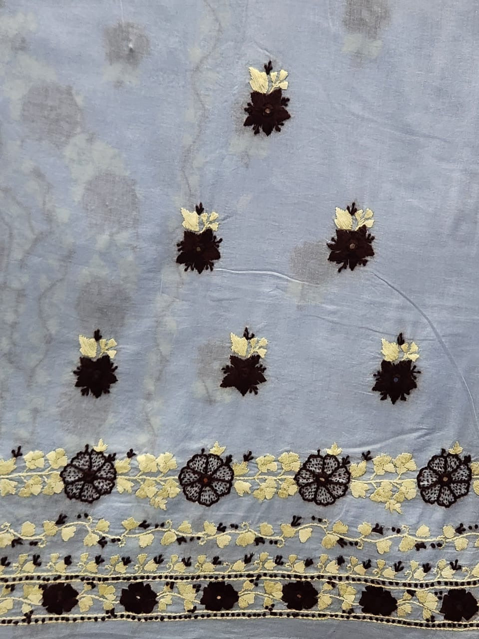 Baby Blue lawn hand embroidered shirt