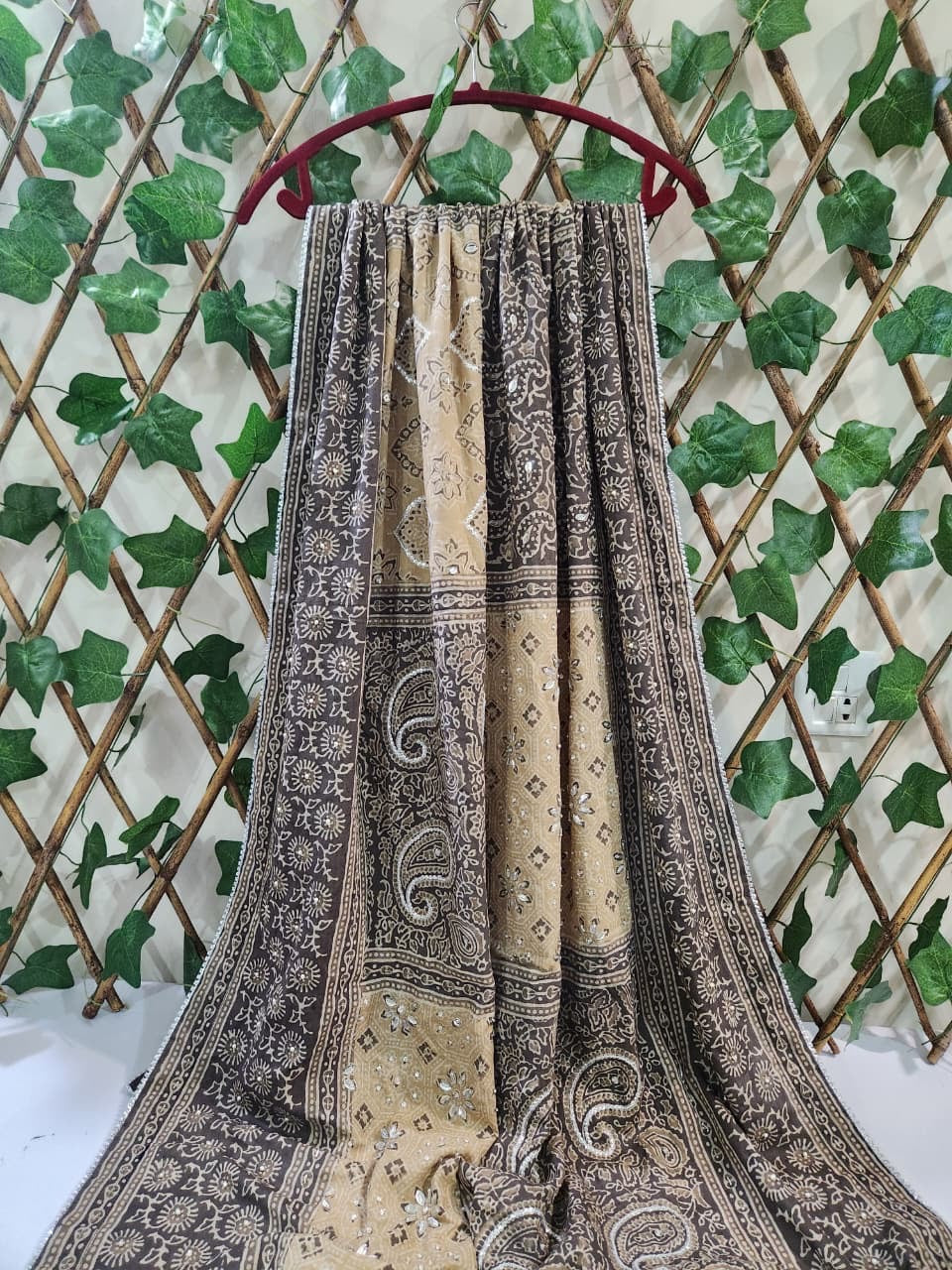 Lawn Natural Dyed Adda work long Dupatta