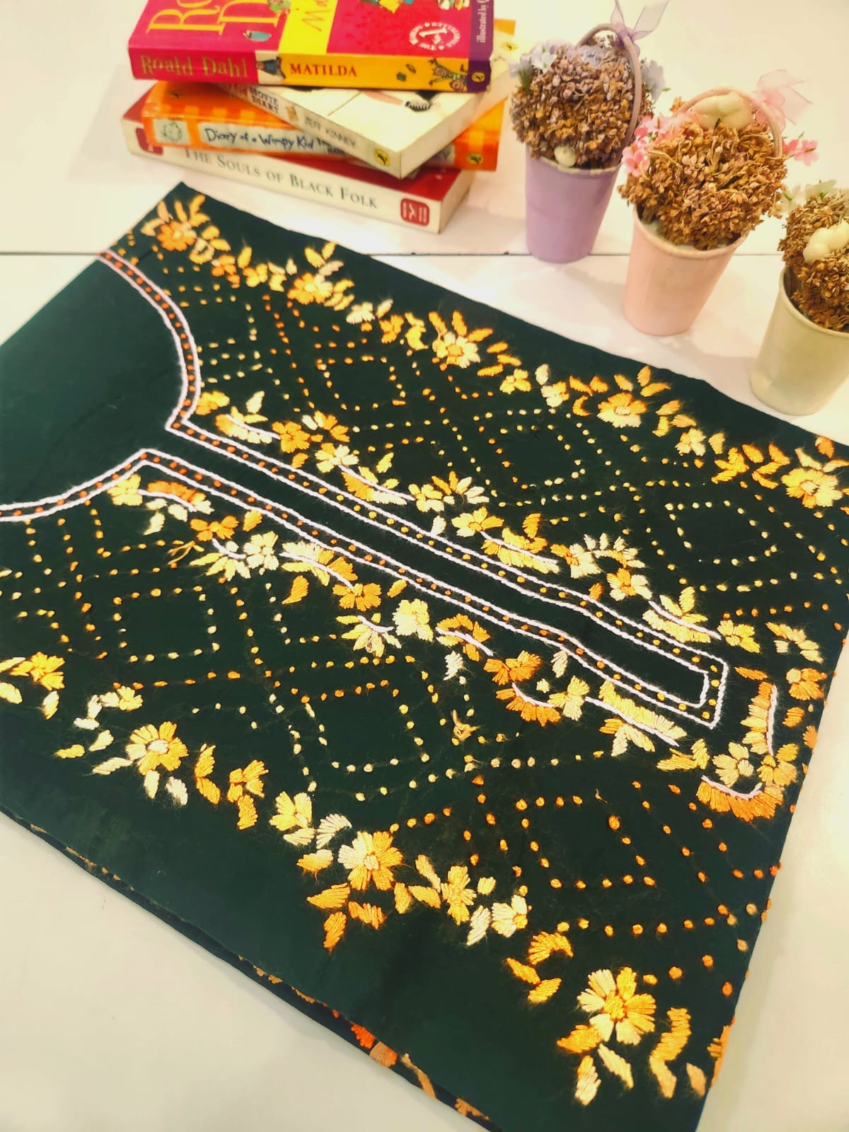French knots new restock lawn hand embroidered shirt