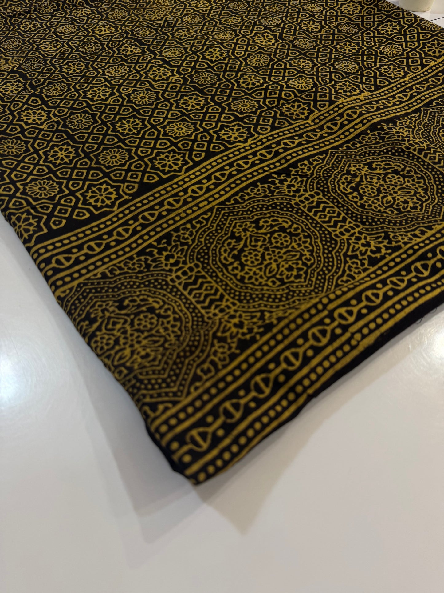 Black with yellow lawn organic dyed shirt