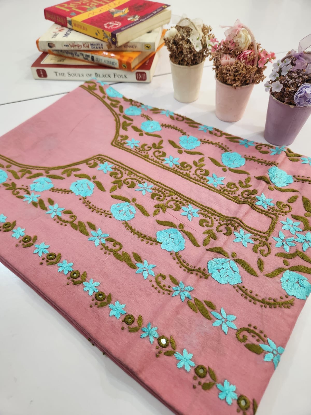 Budget friendly lawn hand embroidered shirt