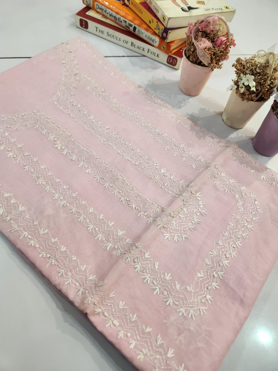 Kanthakari lawn hand embroidered shirt