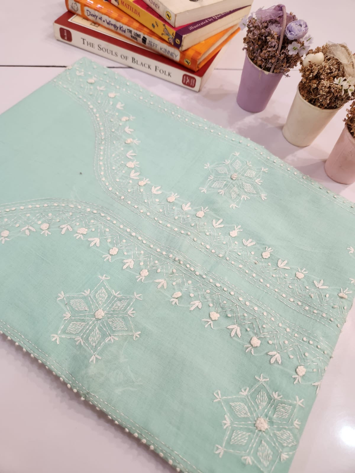 Kanthakari with bor work lawn hand embroidered shirt