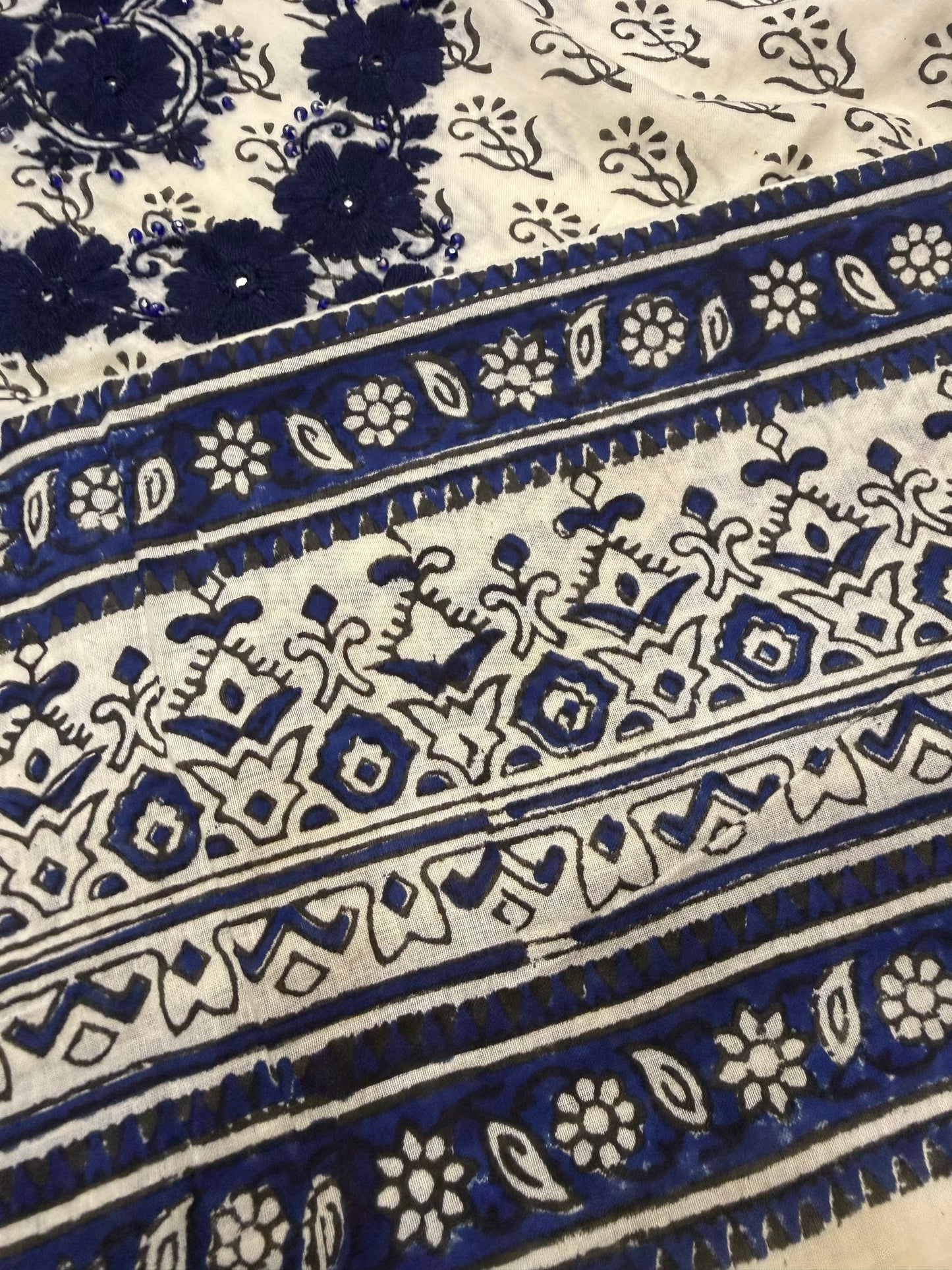 Most beautiful block print Embroidered lawn shirt