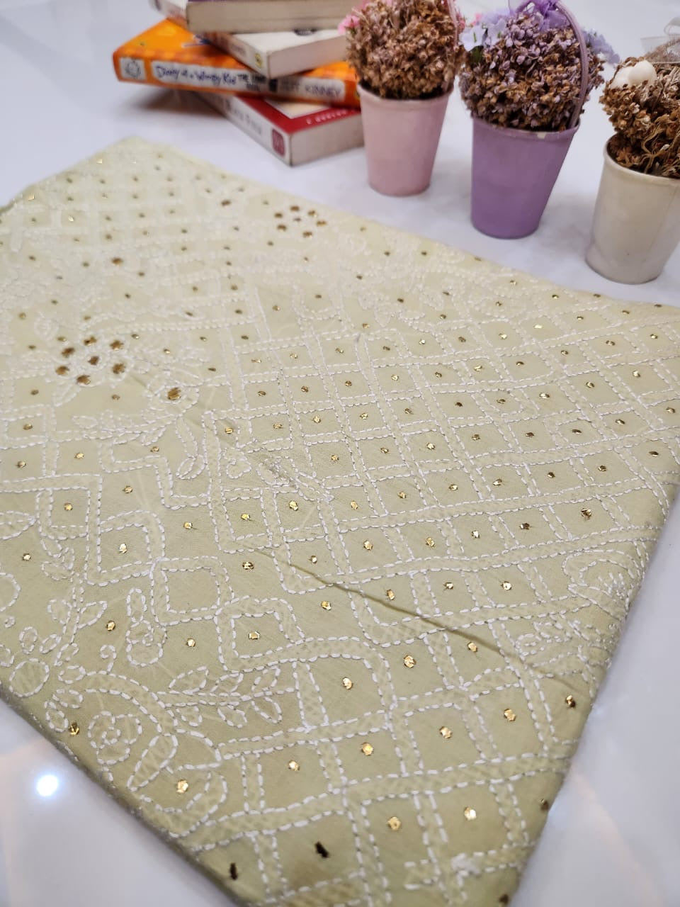 Chikankari Mukesh lawn shirt