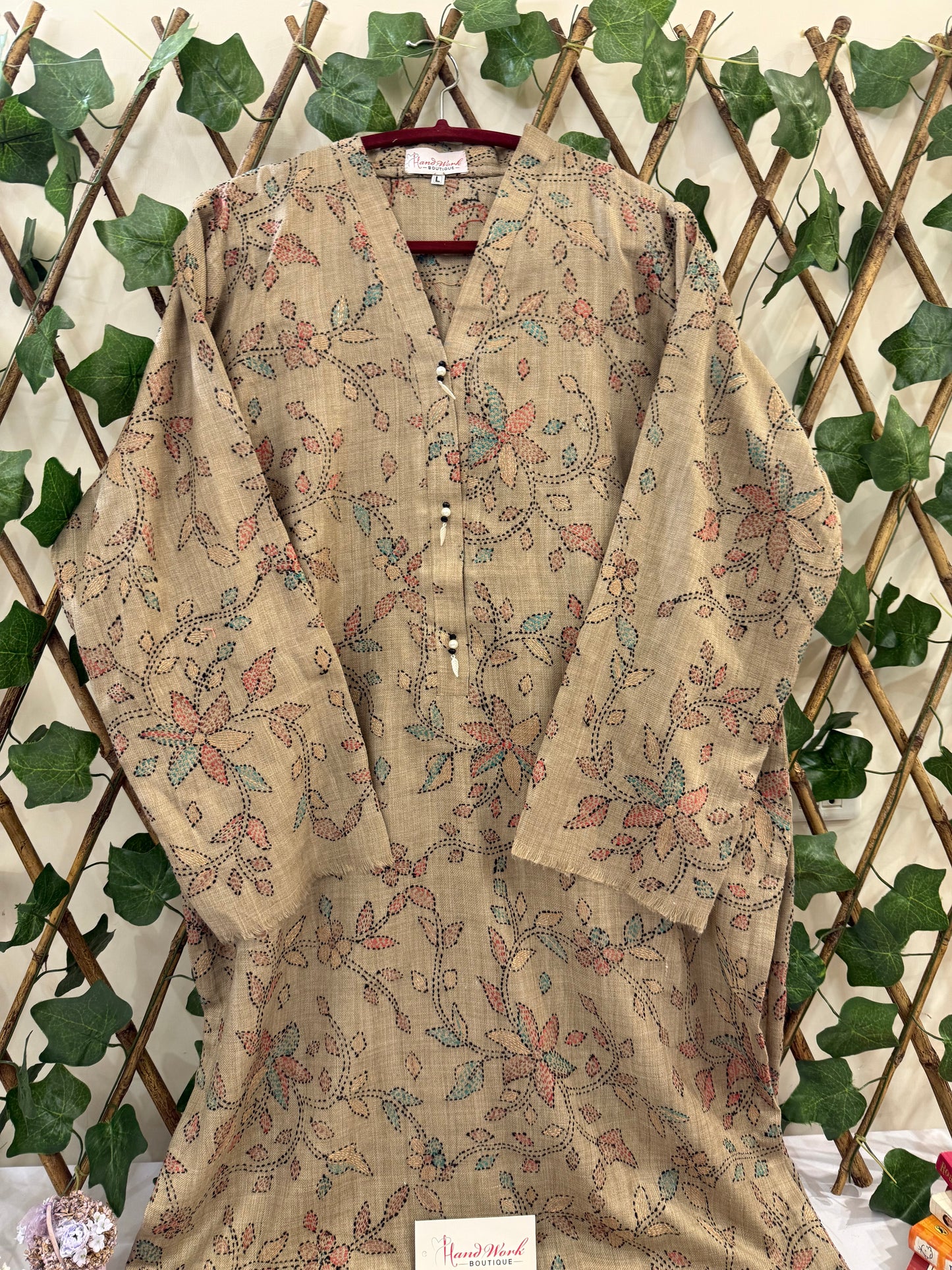 Heavy Embroidered Pashmina Kurta size Large