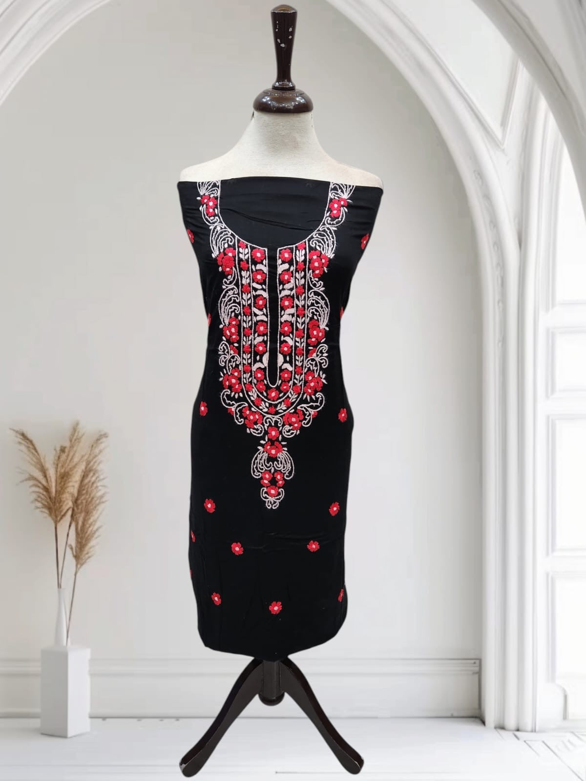 Budget friendly black beauty hand embroidered shirt