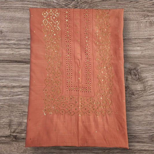 Peach Tarkashi Raw Silk Shirt