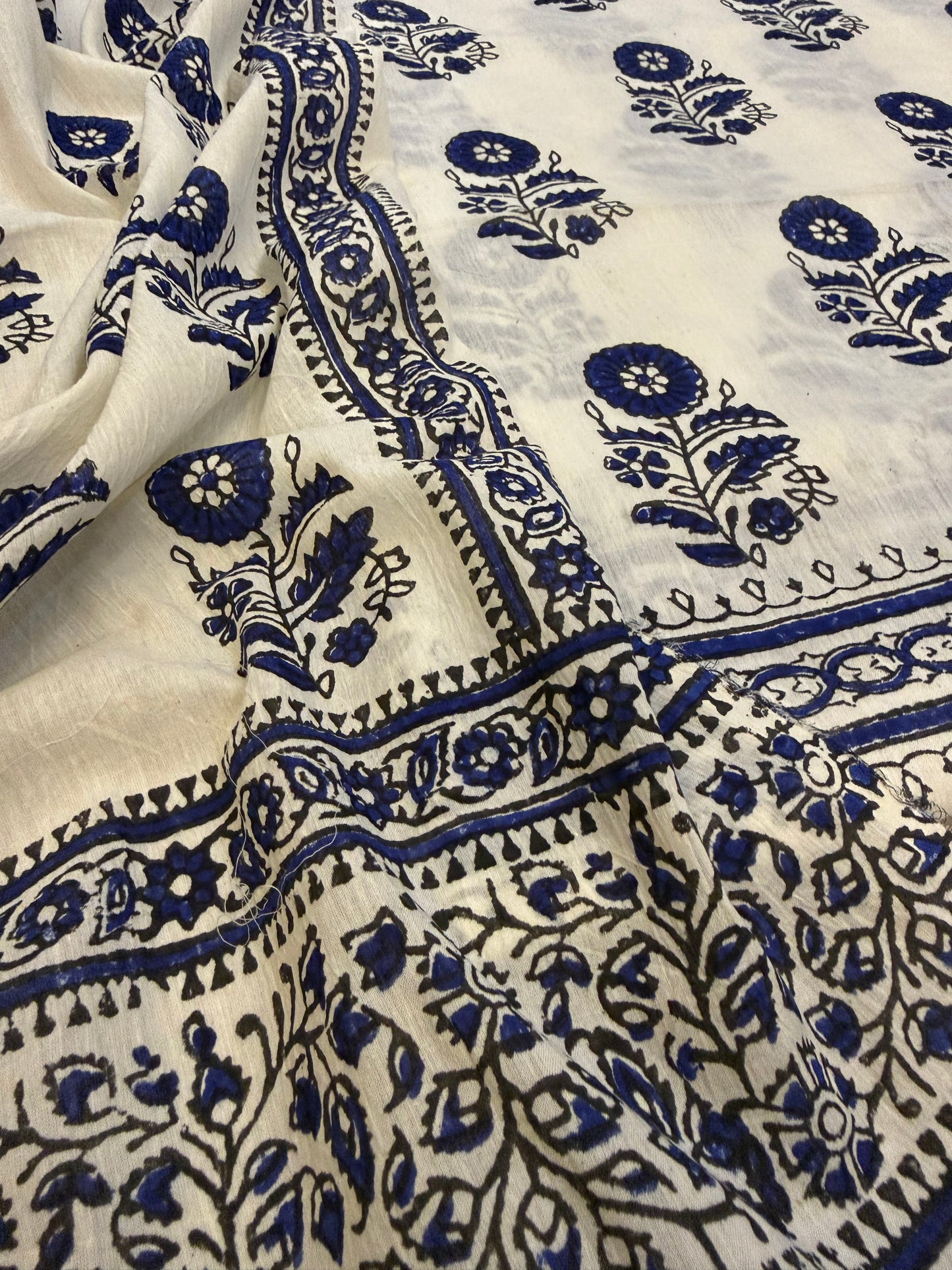 Block print Lawn shirt & Dupatta blue