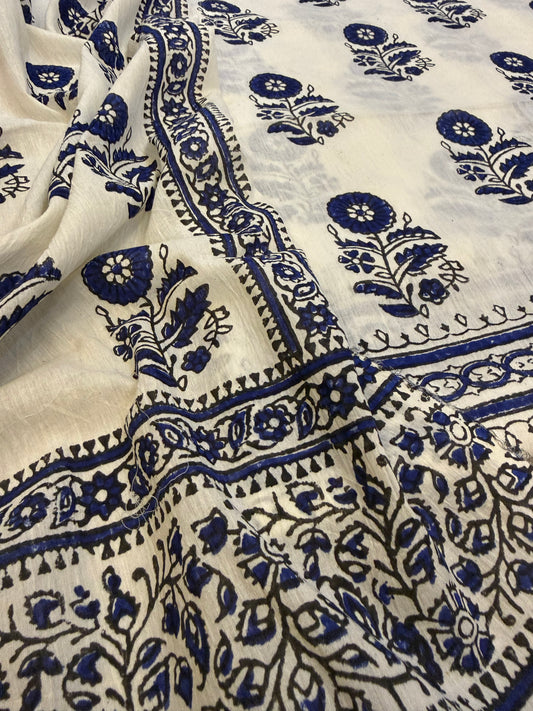 Block print Lawn shirt & Dupatta blue