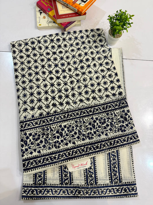 Block print Lawn Shirt and trouser black & Blue