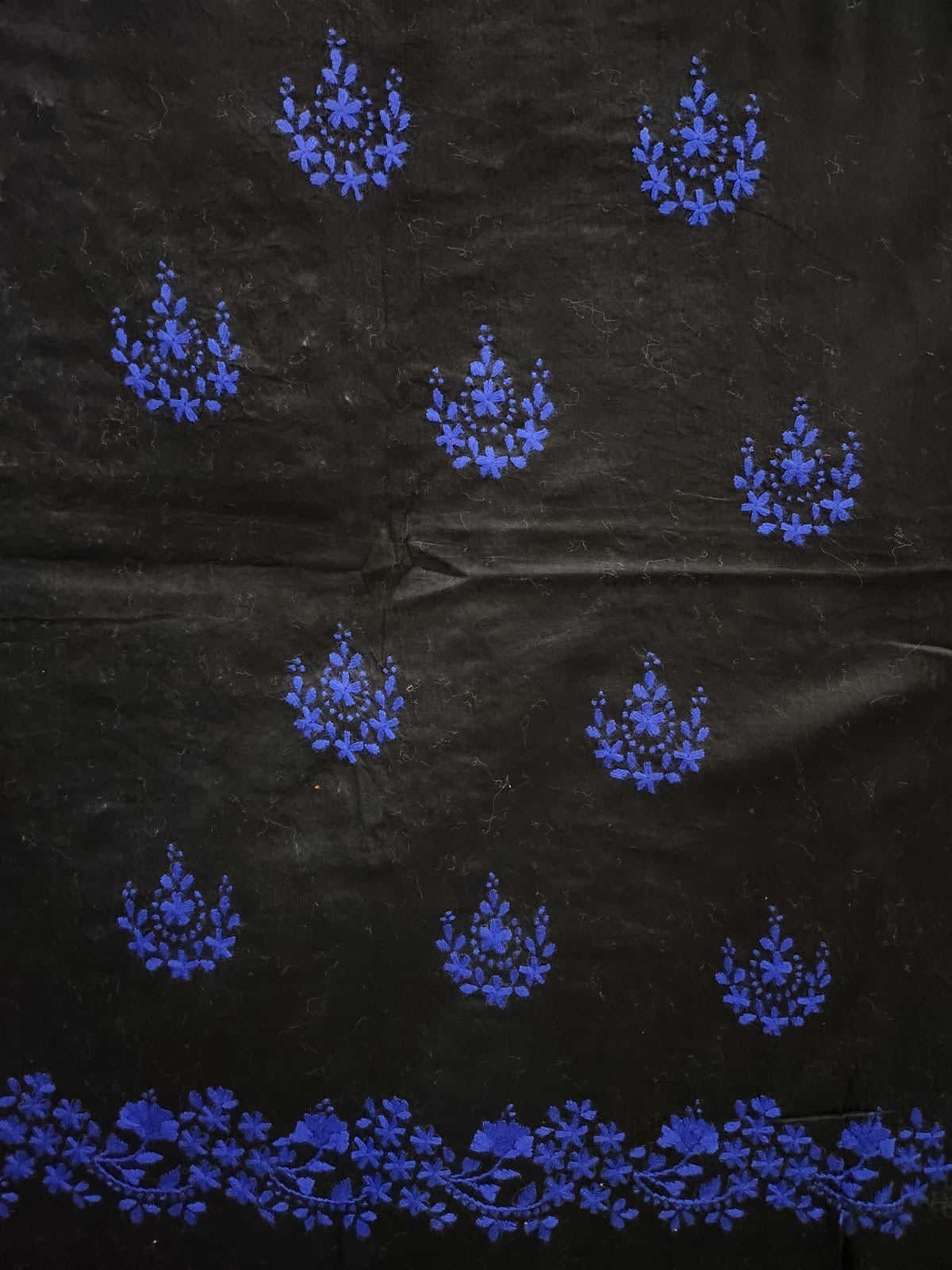 Black & Blue lawn hand embroidered shirt