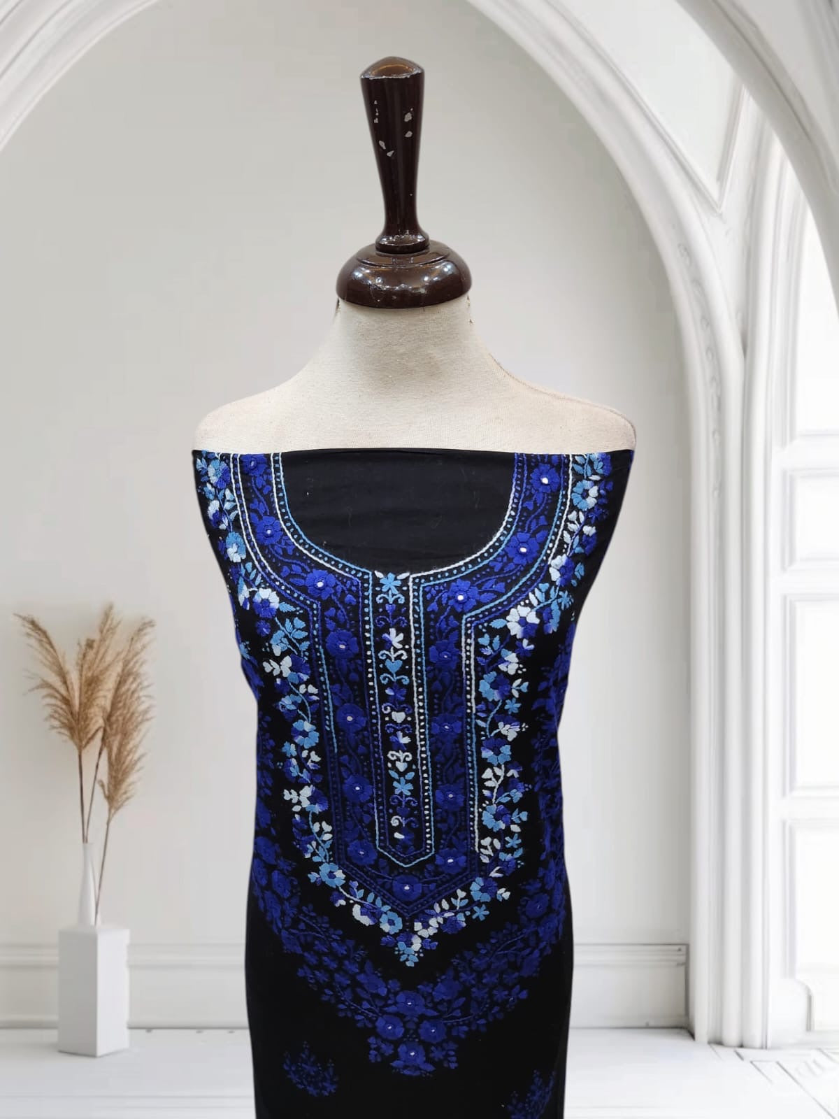 Black & Blue lawn hand embroidered shirt