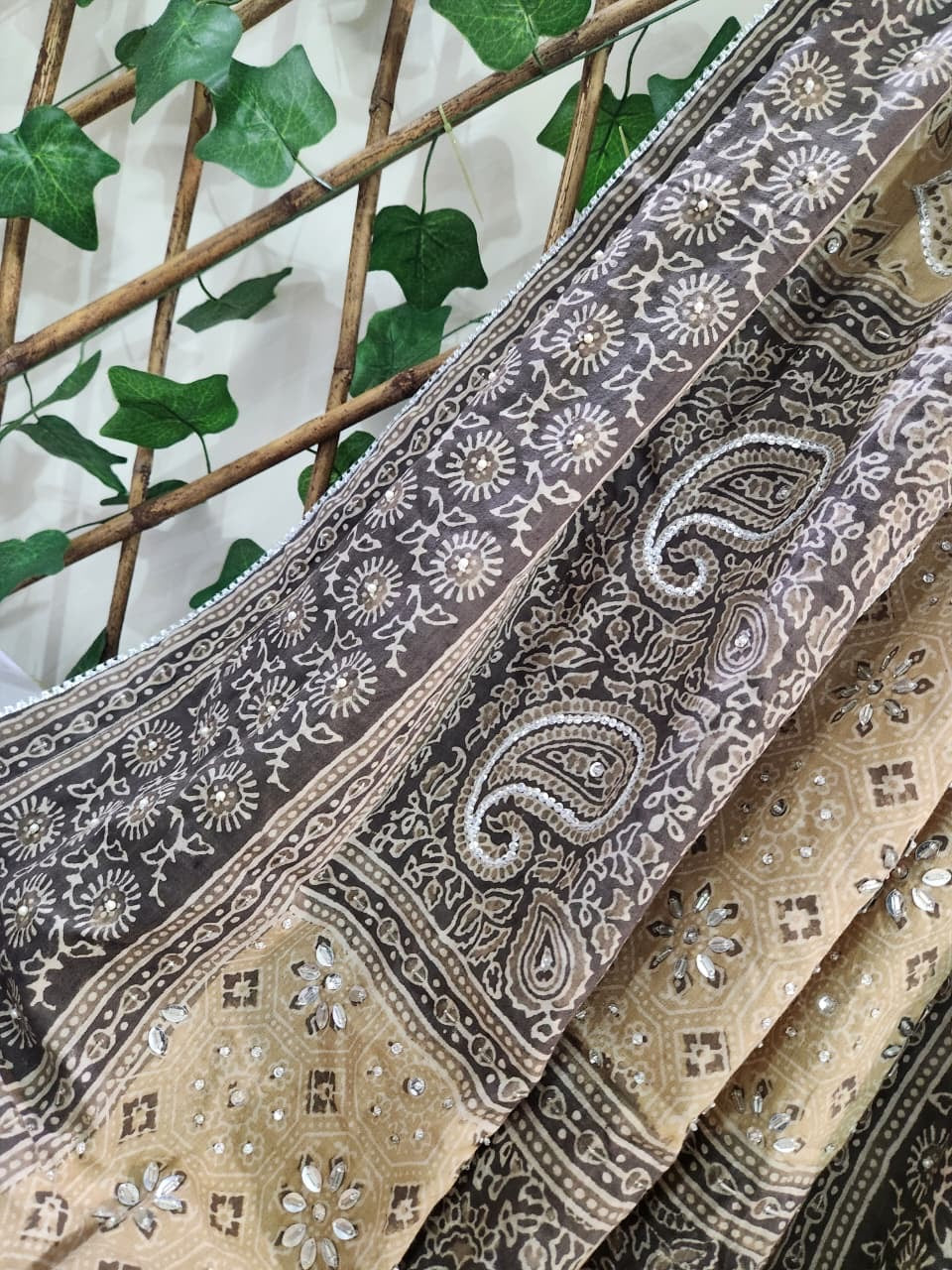 Lawn Natural Dyed Adda work long Dupatta