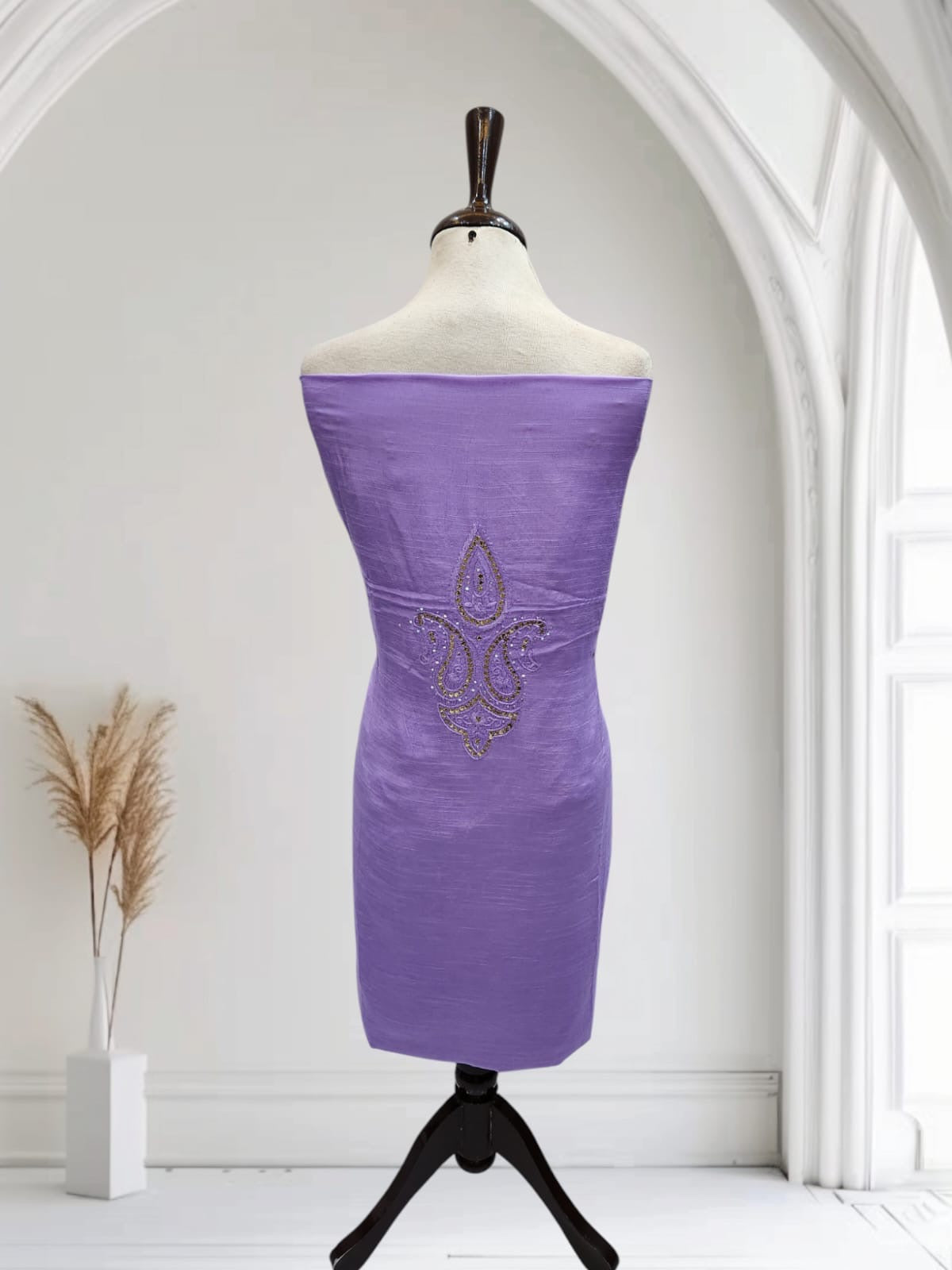 Mauve with Plump Raw Mukesh Raw Silk