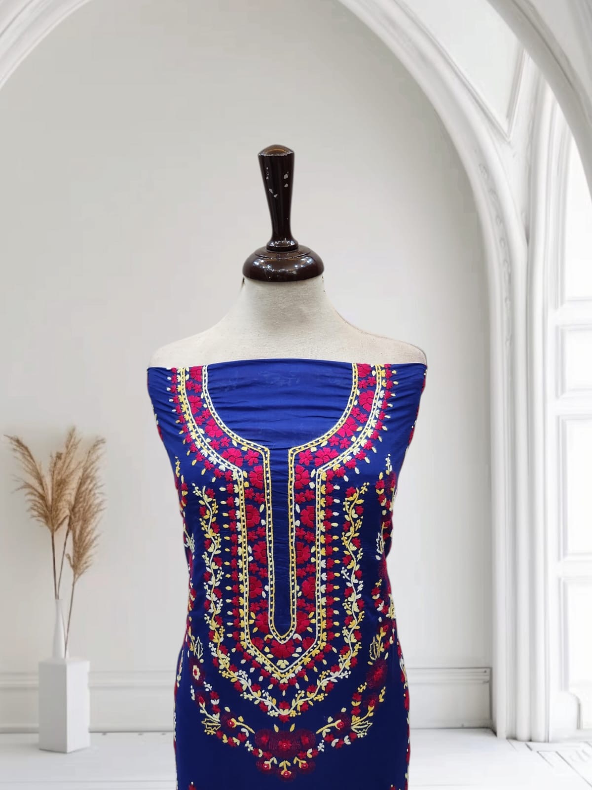 Electric Blue lawn hand embroidered shirt