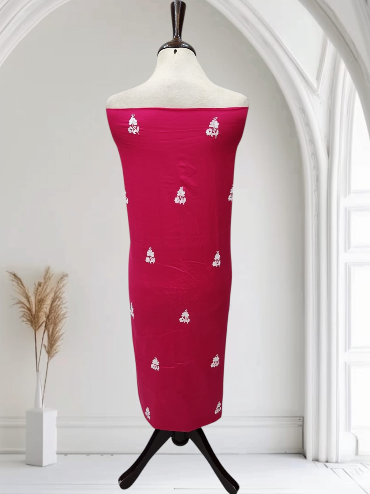 Hotpink lawn hand embroidered shirt