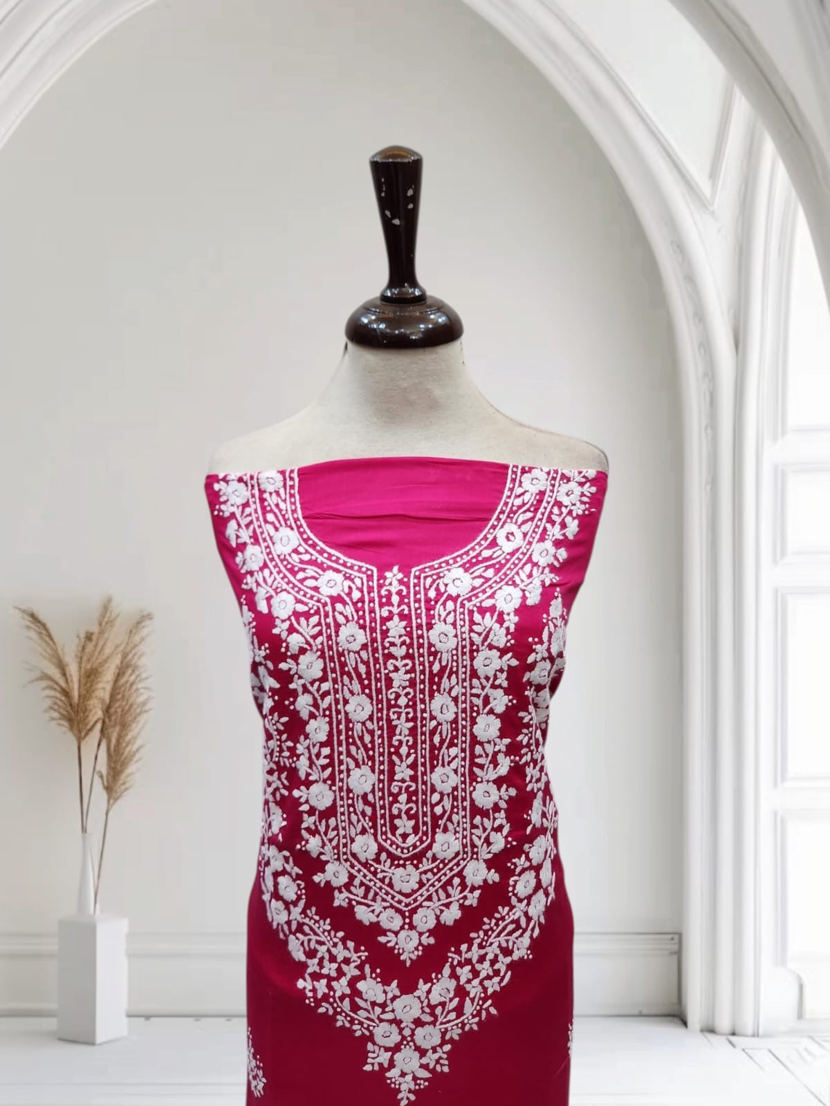 Hotpink Most demanding lawn hand embroidered shirt