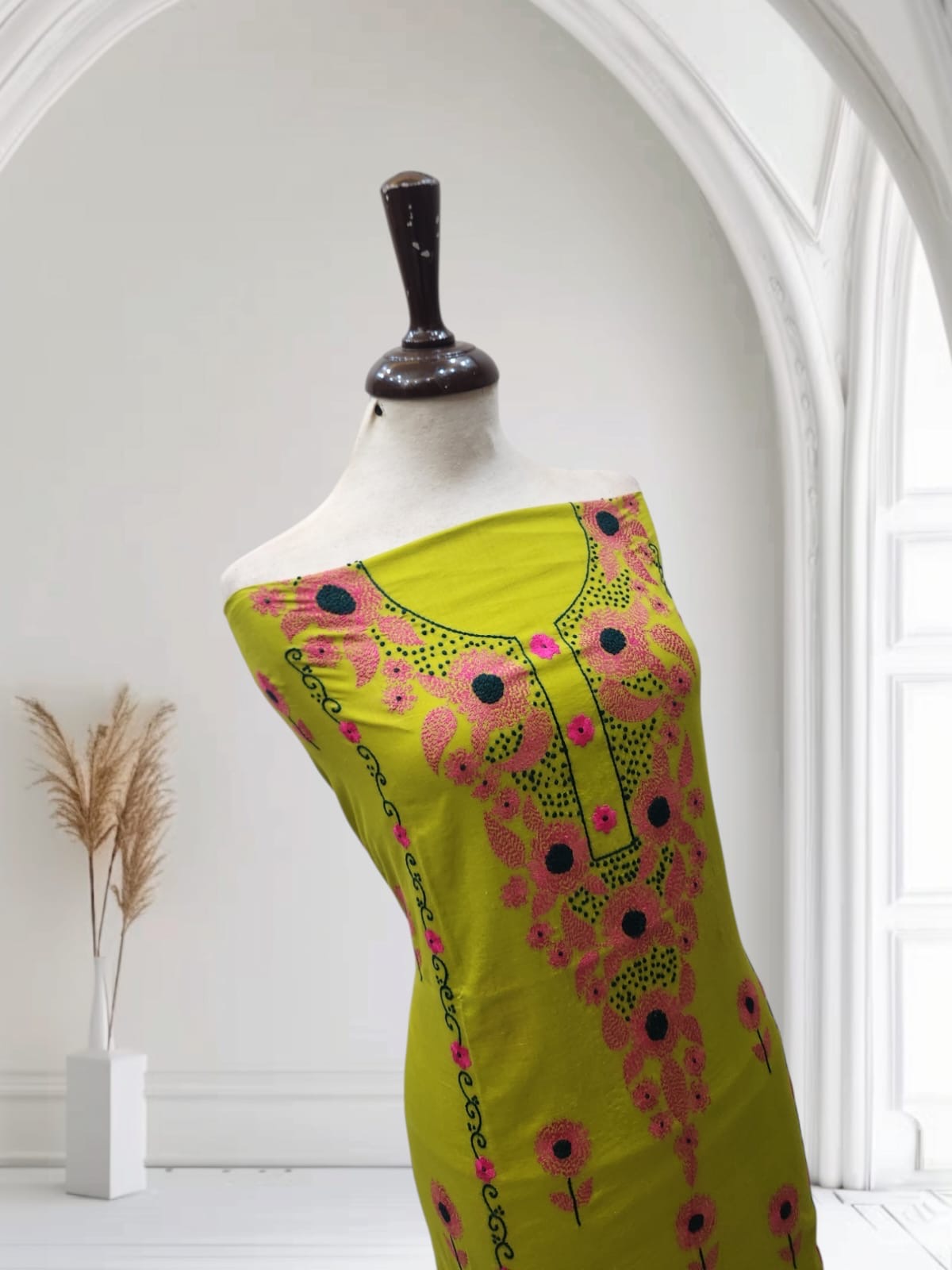 Sun Flower lawn hand embroidered shirt