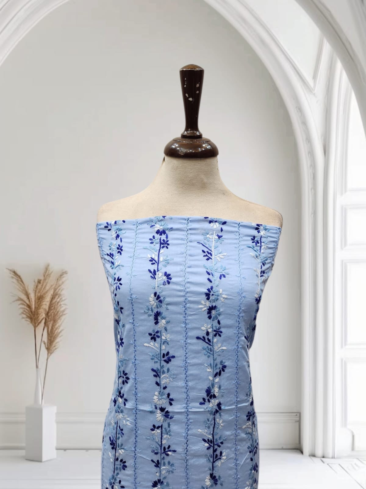 Ice blue shade lawn Tarkashi shirt