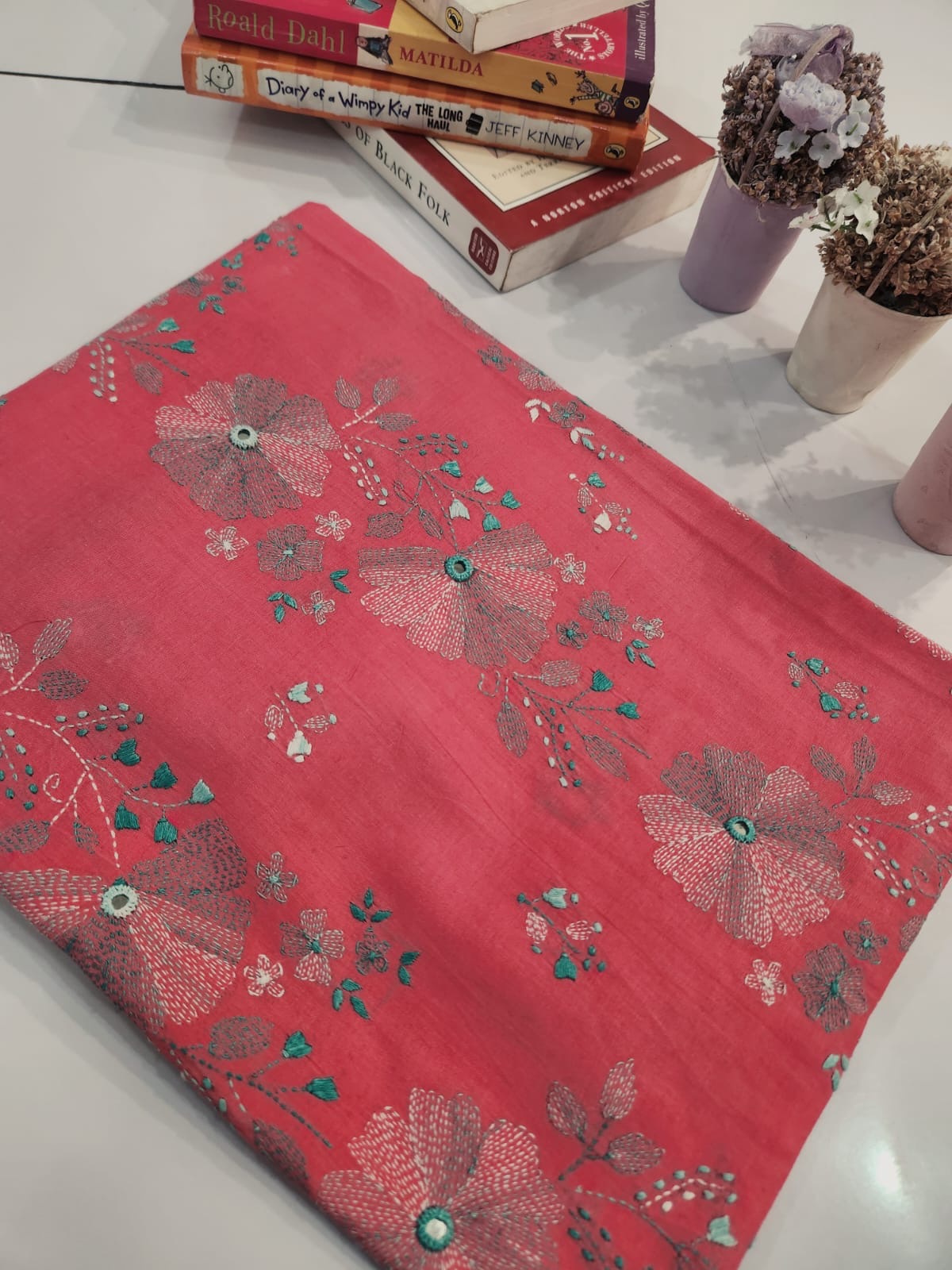 Exclusive kaccha tanka lawn hand embroidered shirt