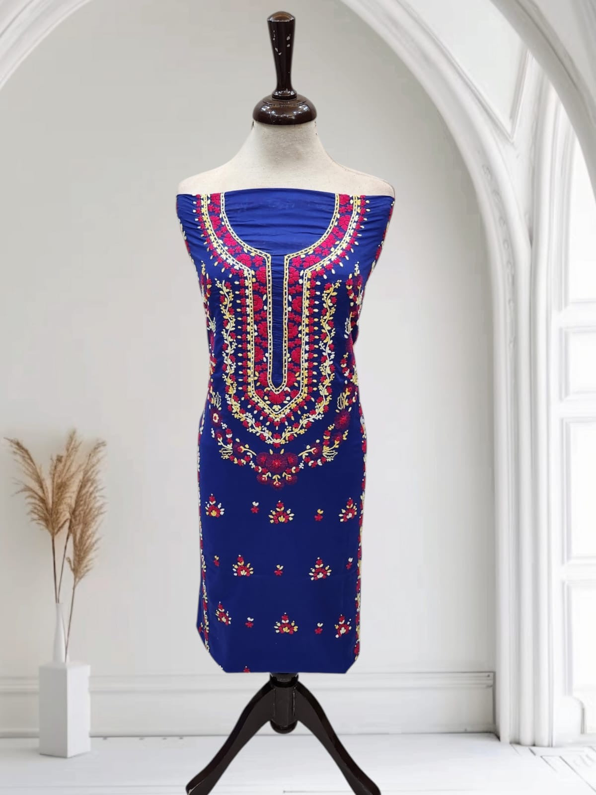 Electric Blue lawn hand embroidered shirt