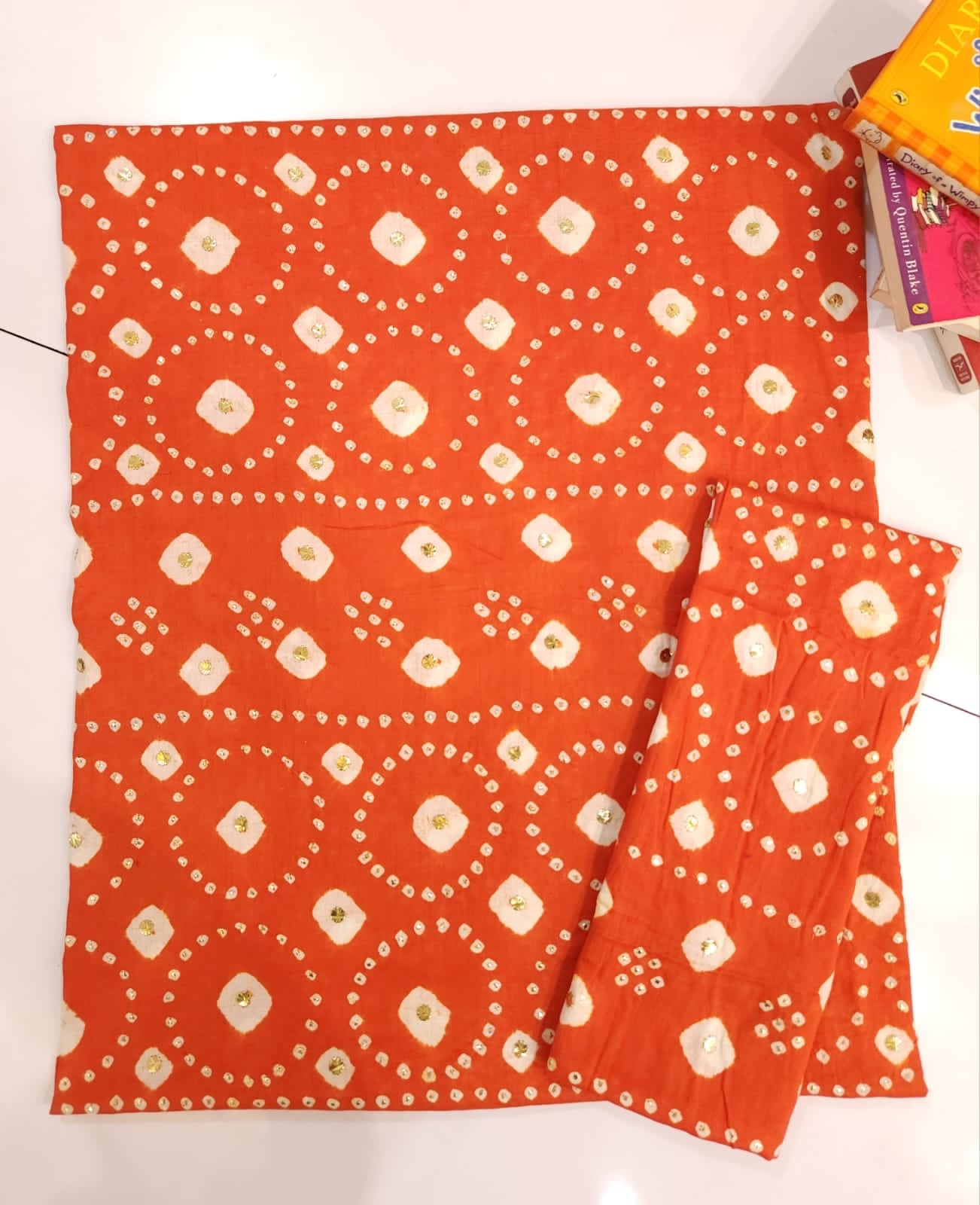 Lawn Chunri Orange Mukesh 2pc